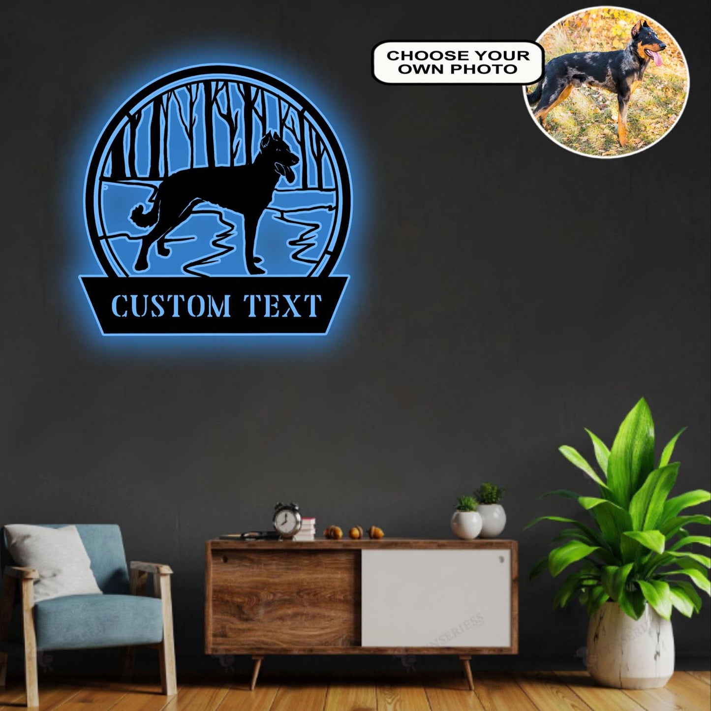 Personalized Beauceron Dog Metal Sign Led Lights Custom Name Photo
