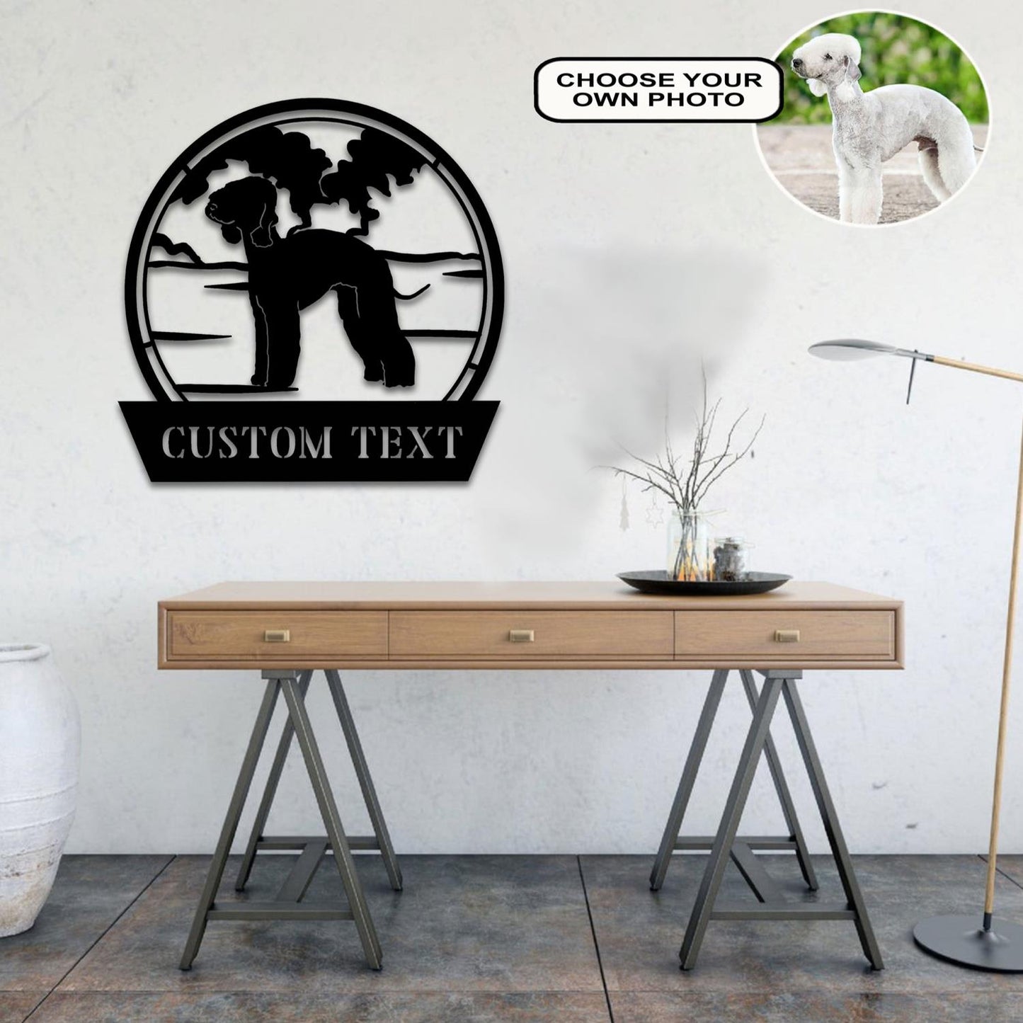 Personalized Bedlington terrier Dog Metal Sign Led Lights Custom Name Photo