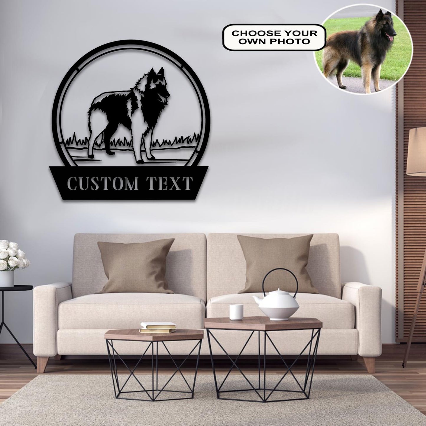 Personalized Belgian tervuren Dog Metal Sign Led Lights Custom Name Photo