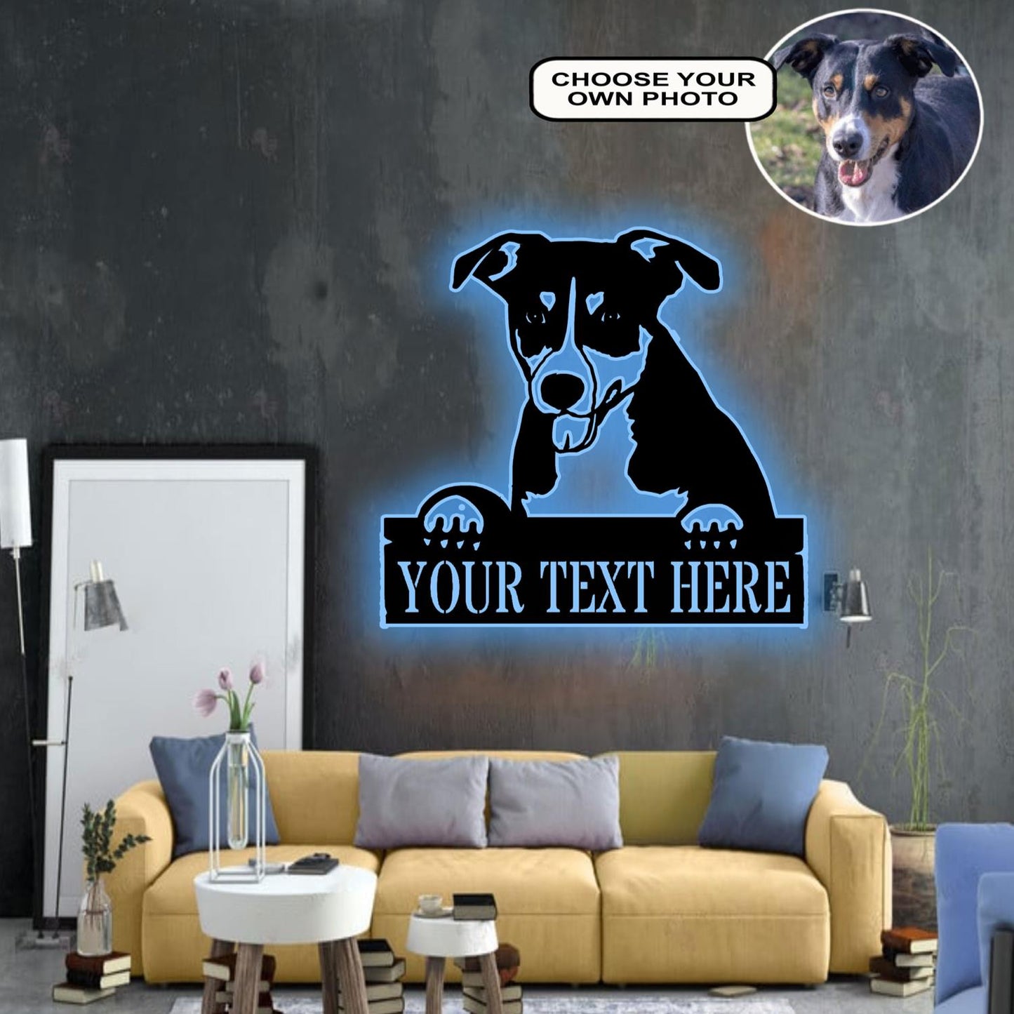 Personalized Berne cattle Dog Metal Sign Led Lights Custom Name Photo