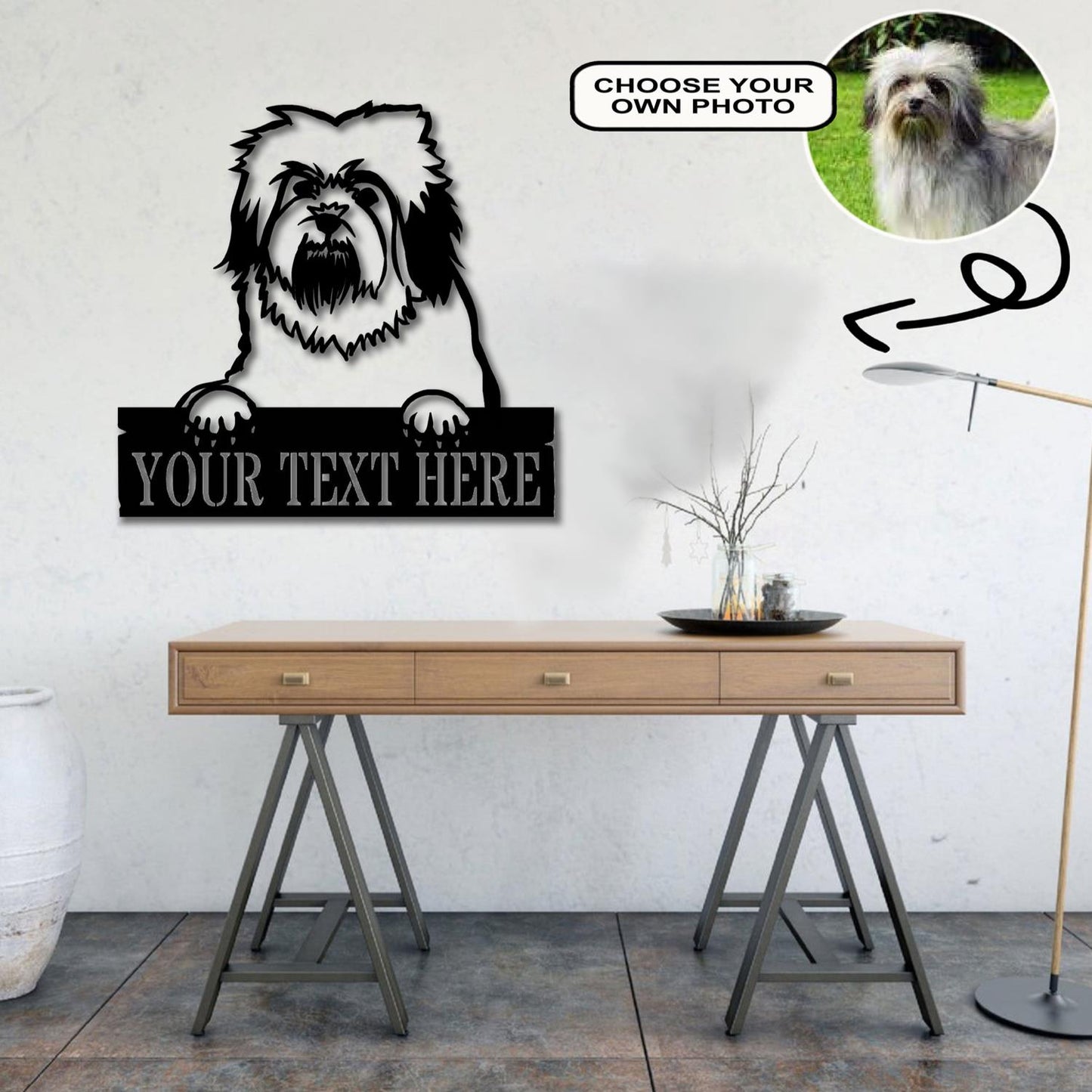Personalized Bichon-lyon Dog Metal Sign Led Lights Custom Name Photo