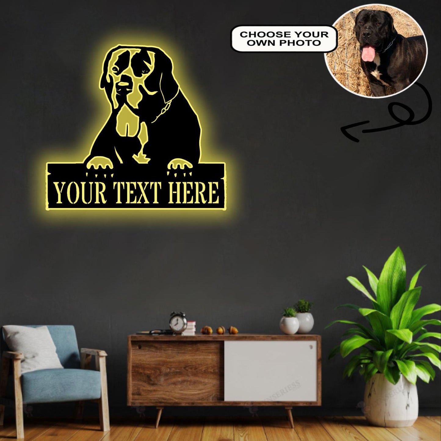 Personalized Boerboel Dog Metal Sign Led Lights Custom Name Photo