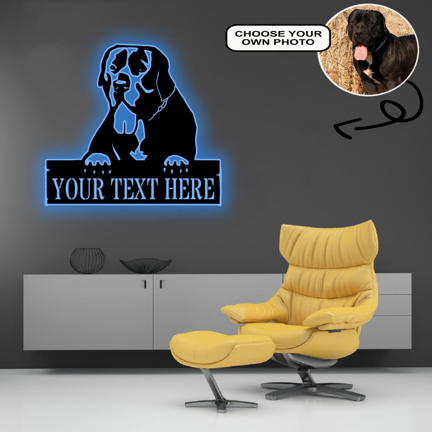 Personalized Boerboel Dog Metal Sign Led Lights Custom Name Photo