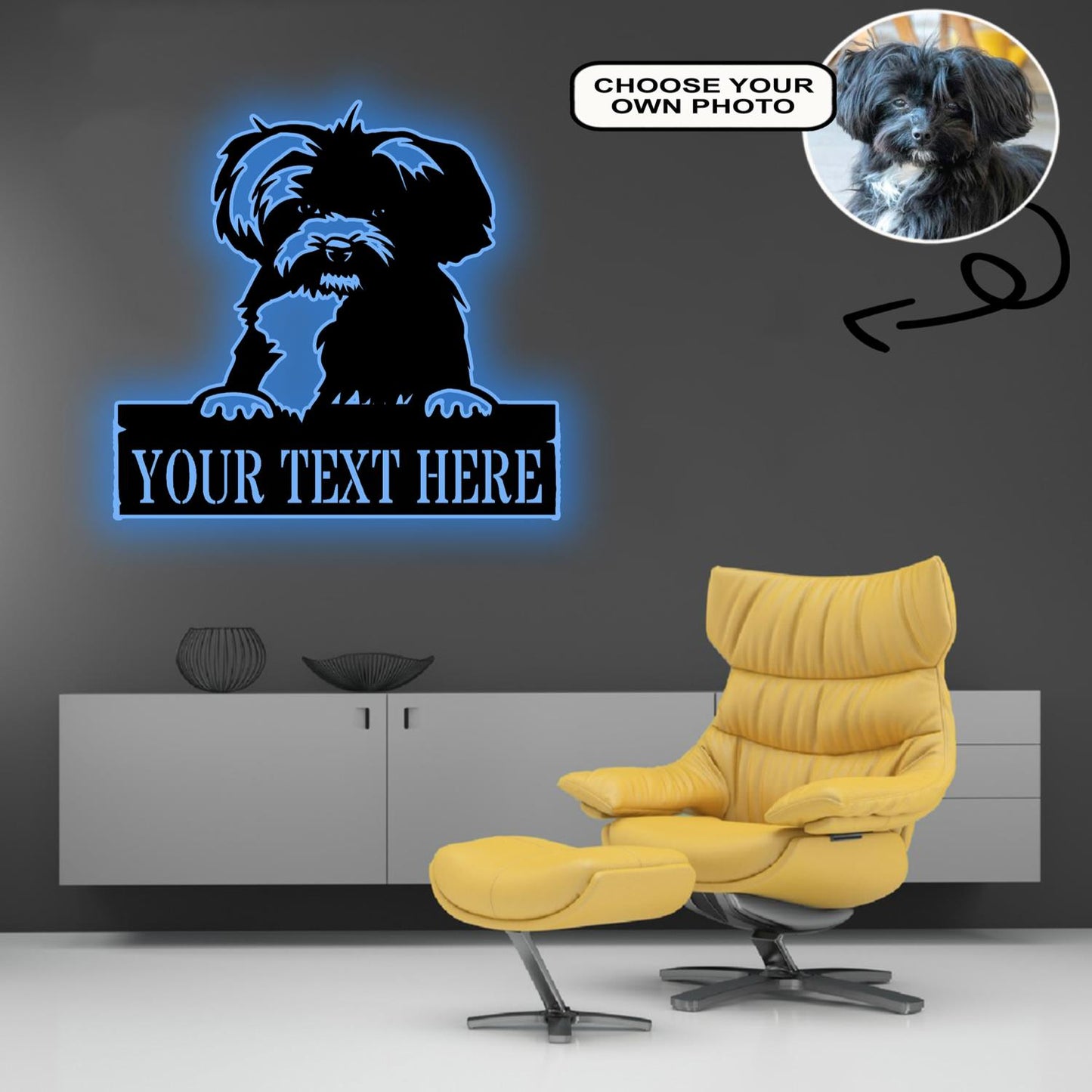 Personalized Bolonka zwetna Dog Metal Sign Led Lights Custom Name Photo