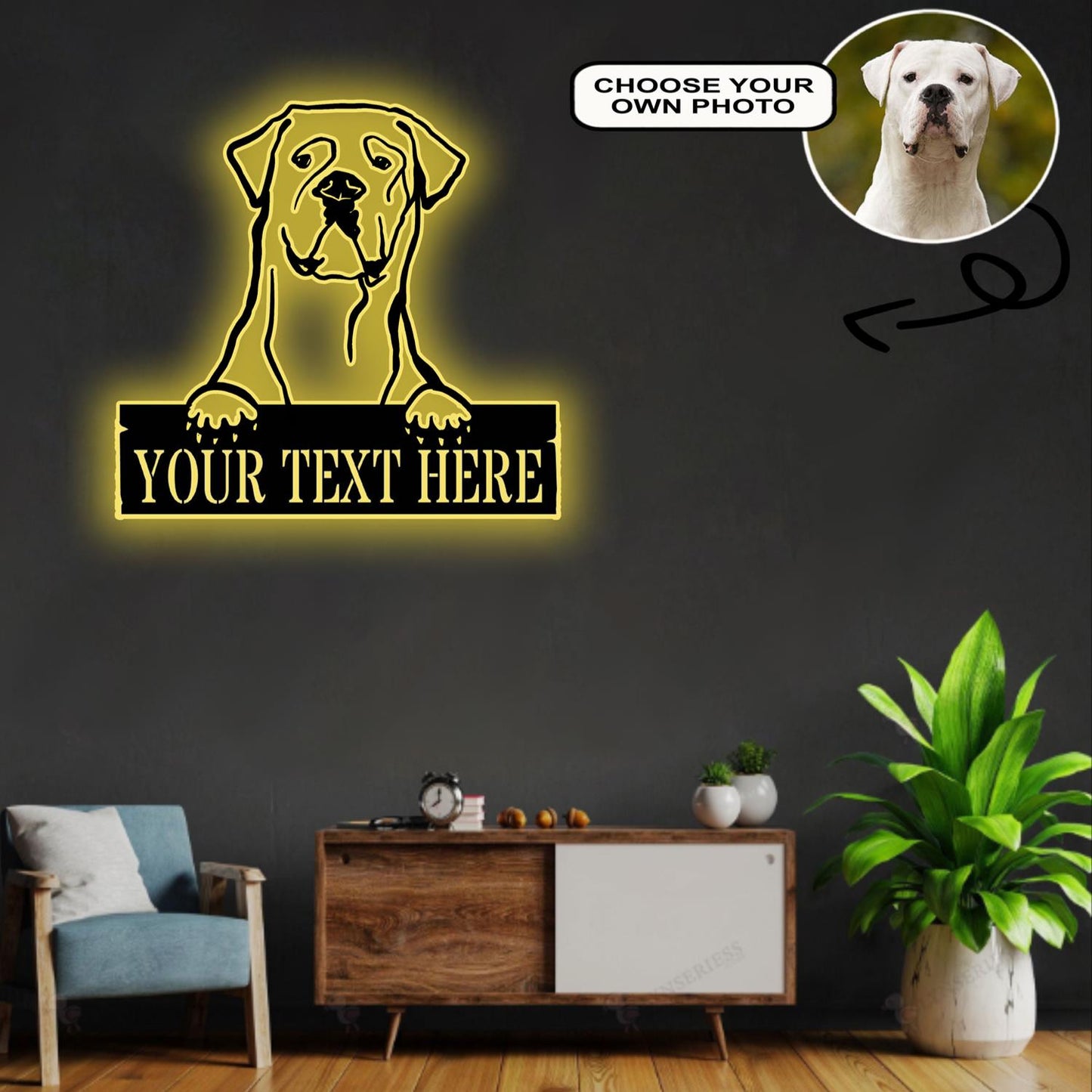 Personalized Bordeaux great dane Dog Metal Sign Led Lights Custom Name Photo