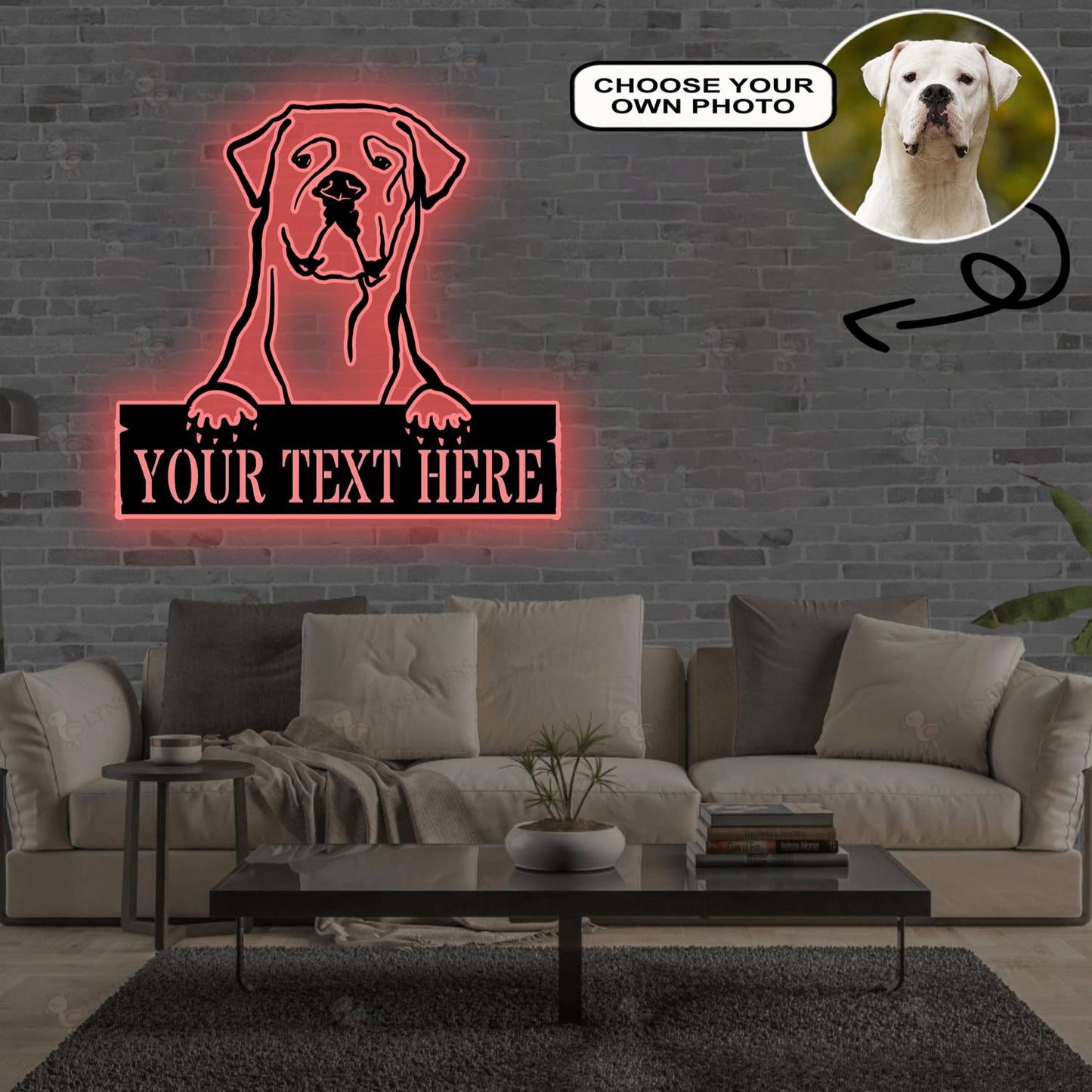 Personalized Bordeaux great dane Dog Metal Sign Led Lights Custom Name Photo