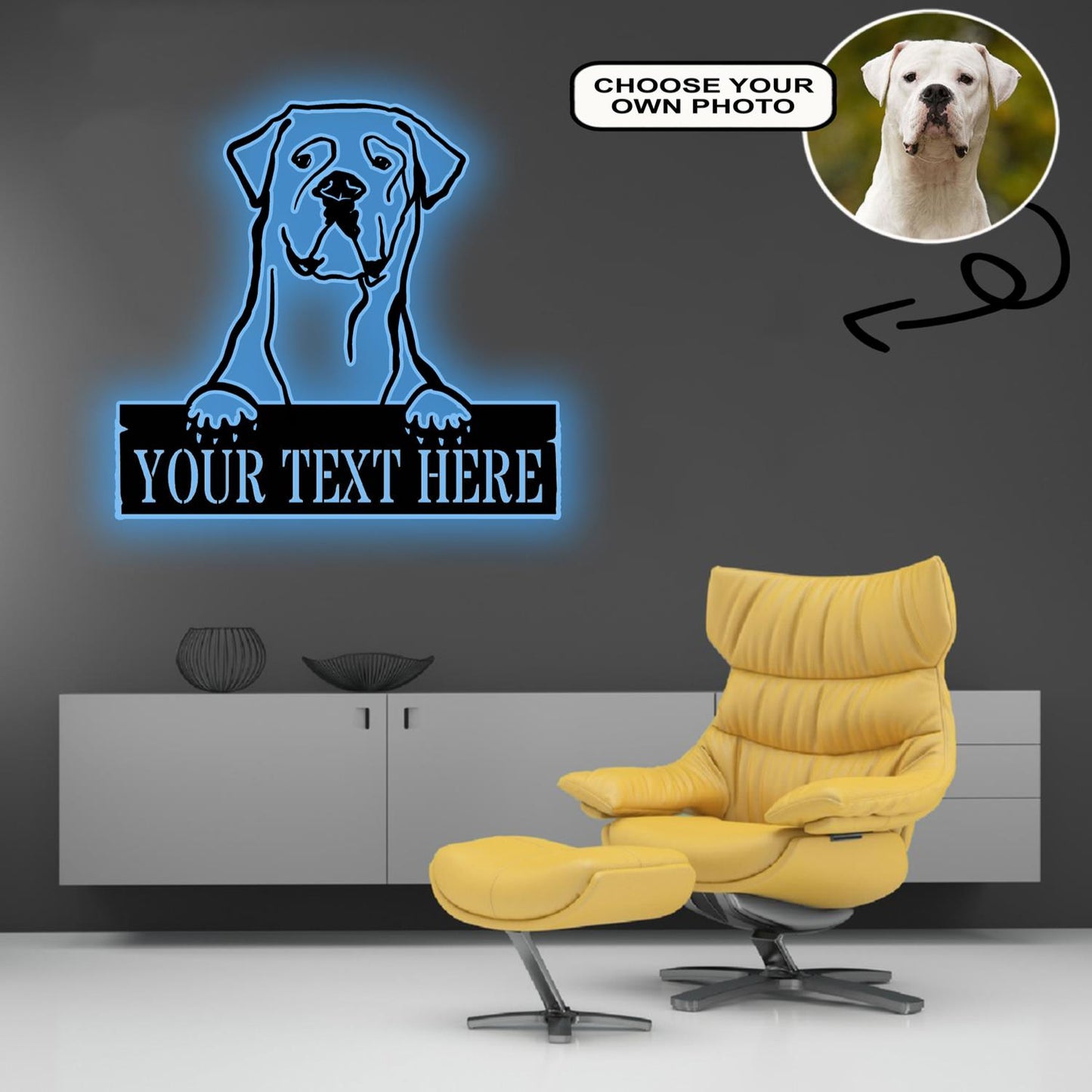Personalized Bordeaux great dane Dog Metal Sign Led Lights Custom Name Photo