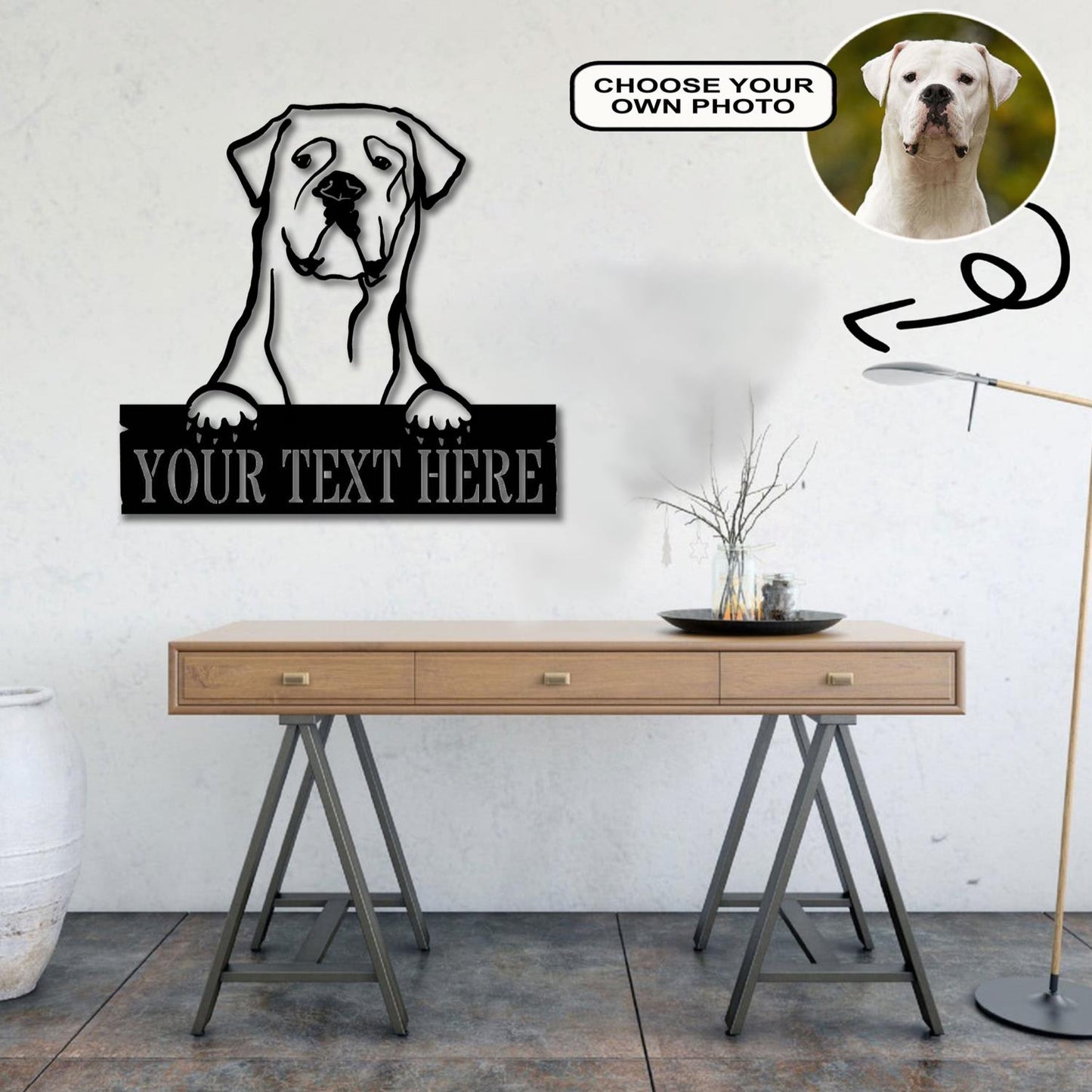 Personalized Bordeaux great dane Dog Metal Sign Led Lights Custom Name Photo