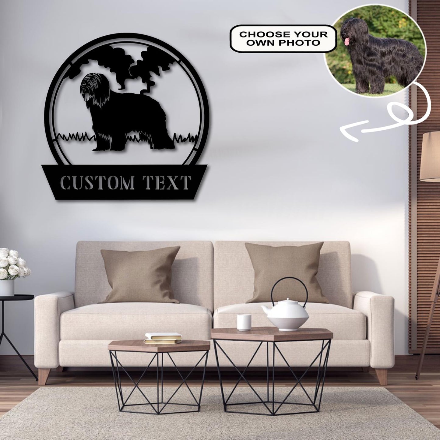 Personalized Briard Dog Metal Sign Led Lights Custom Name Photo