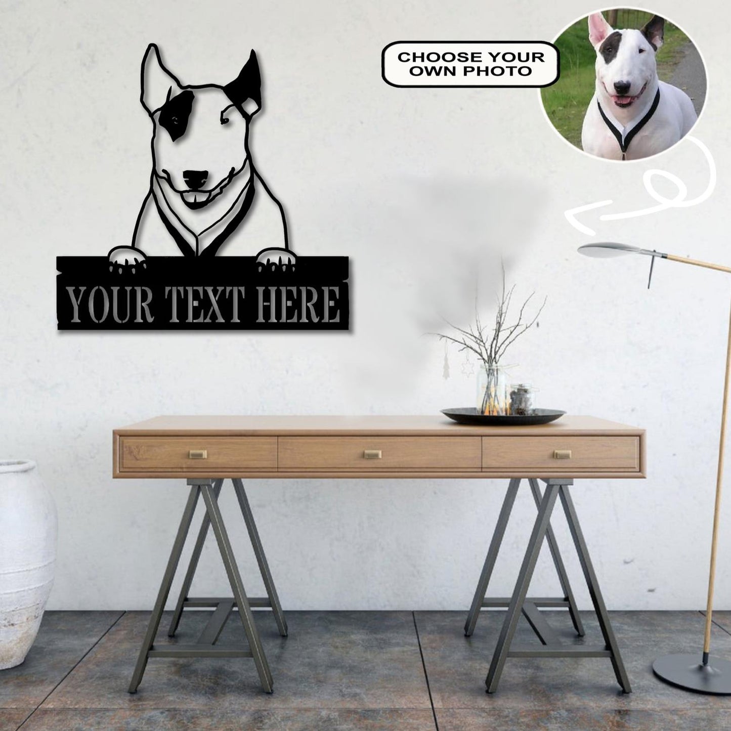 Personalized Bull terrier Dog Metal Sign Led Lights Custom Name Photo