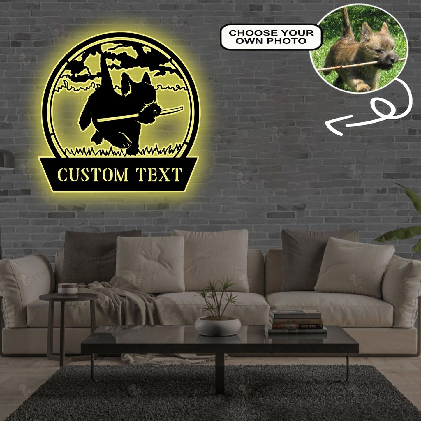 Personalized Cairn terrier Dog Metal Sign Led Lights Custom Name Photo