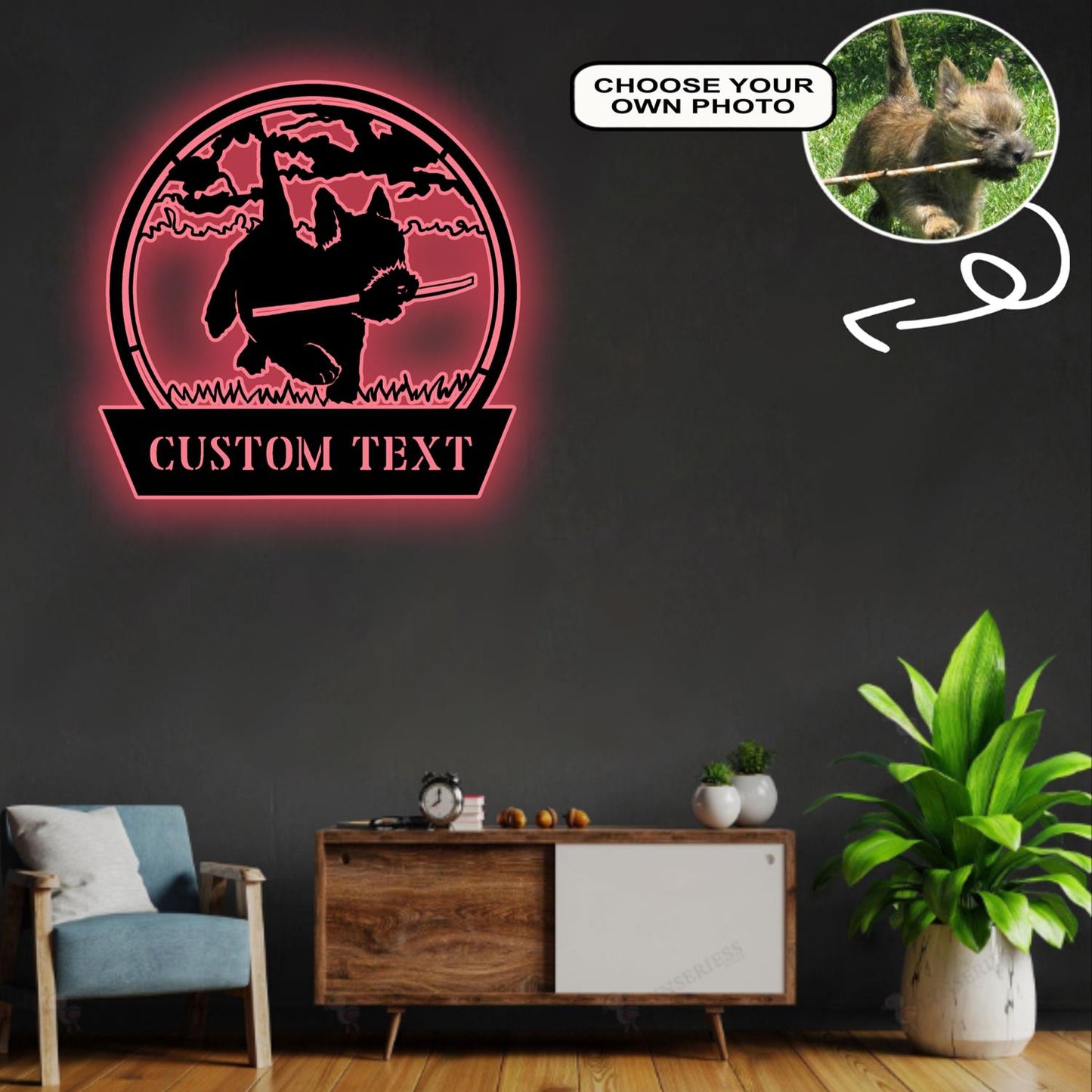 Personalized Cairn terrier Dog Metal Sign Led Lights Custom Name Photo