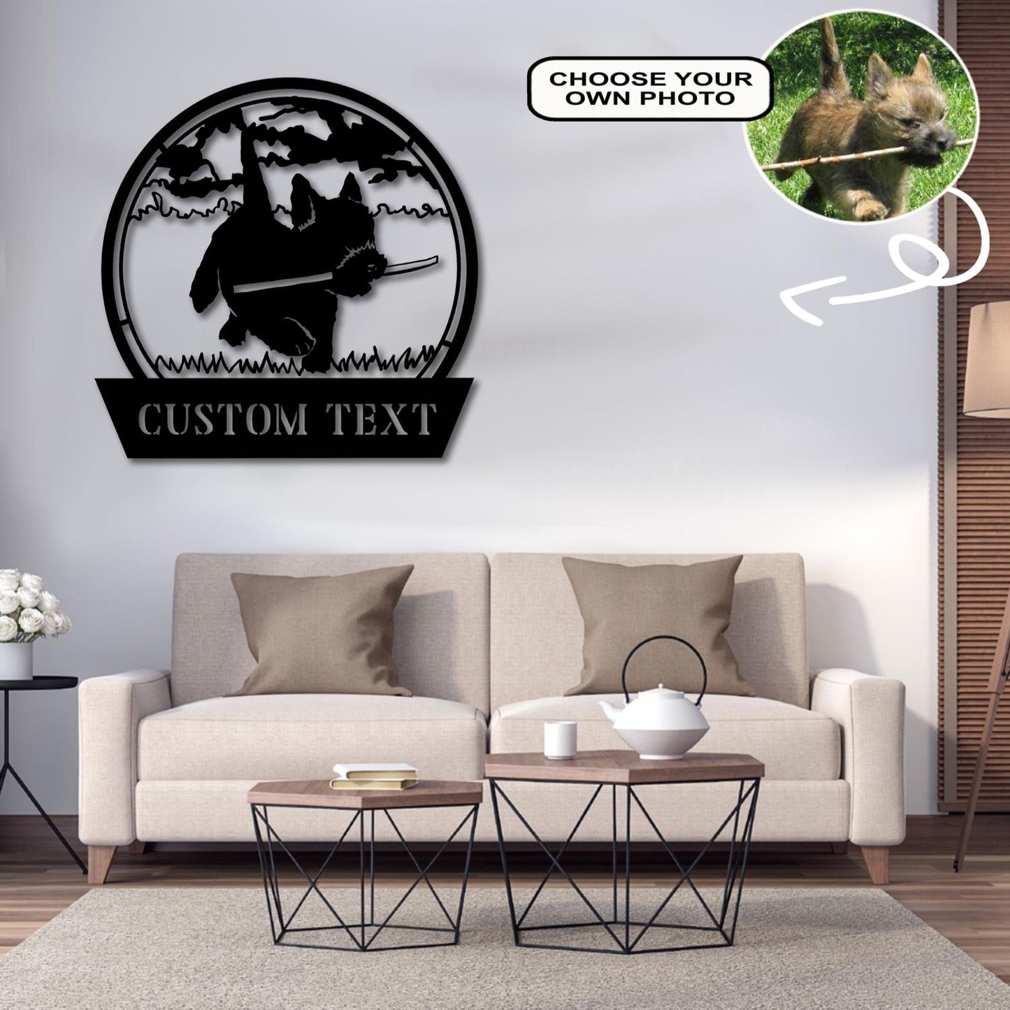 Personalized Cairn terrier Dog Metal Sign Led Lights Custom Name Photo