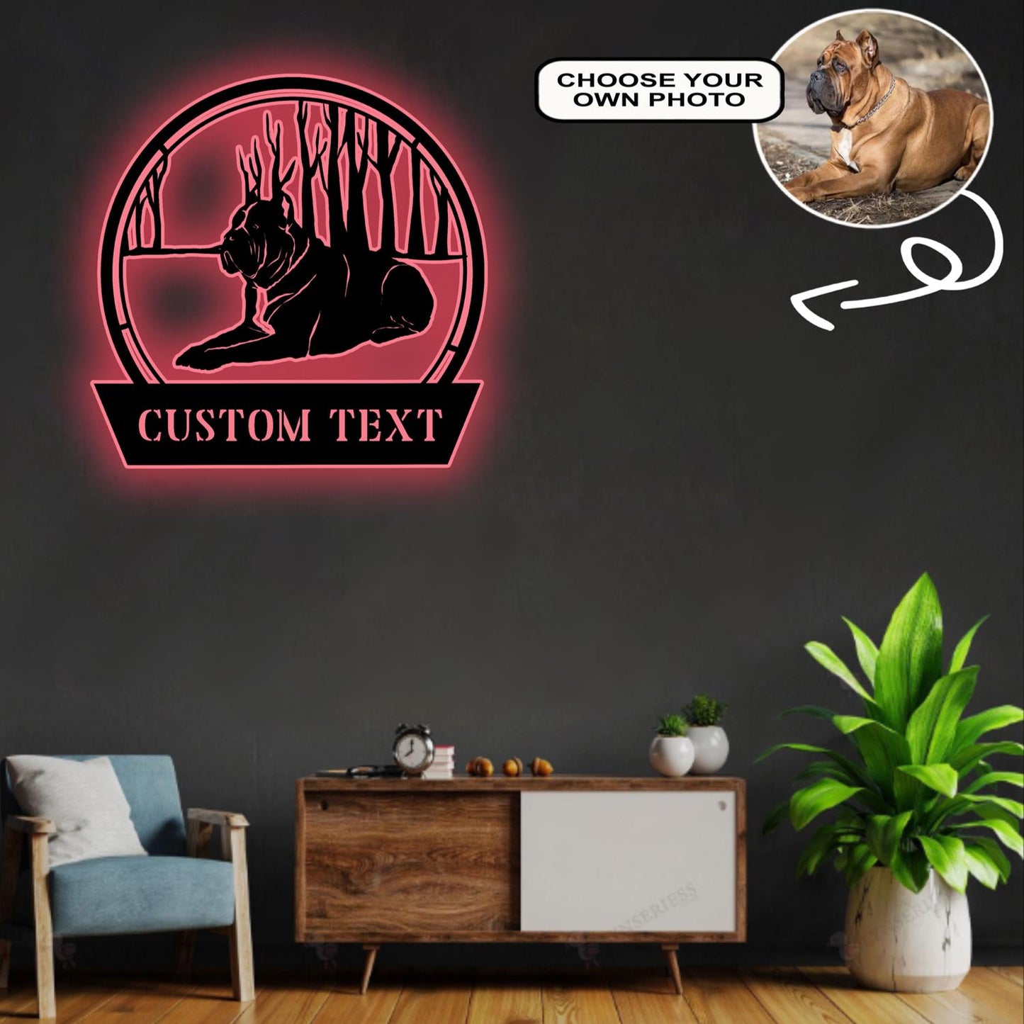 Personalized Cane Corso Dog Metal Sign Led Lights Custom Name Photo