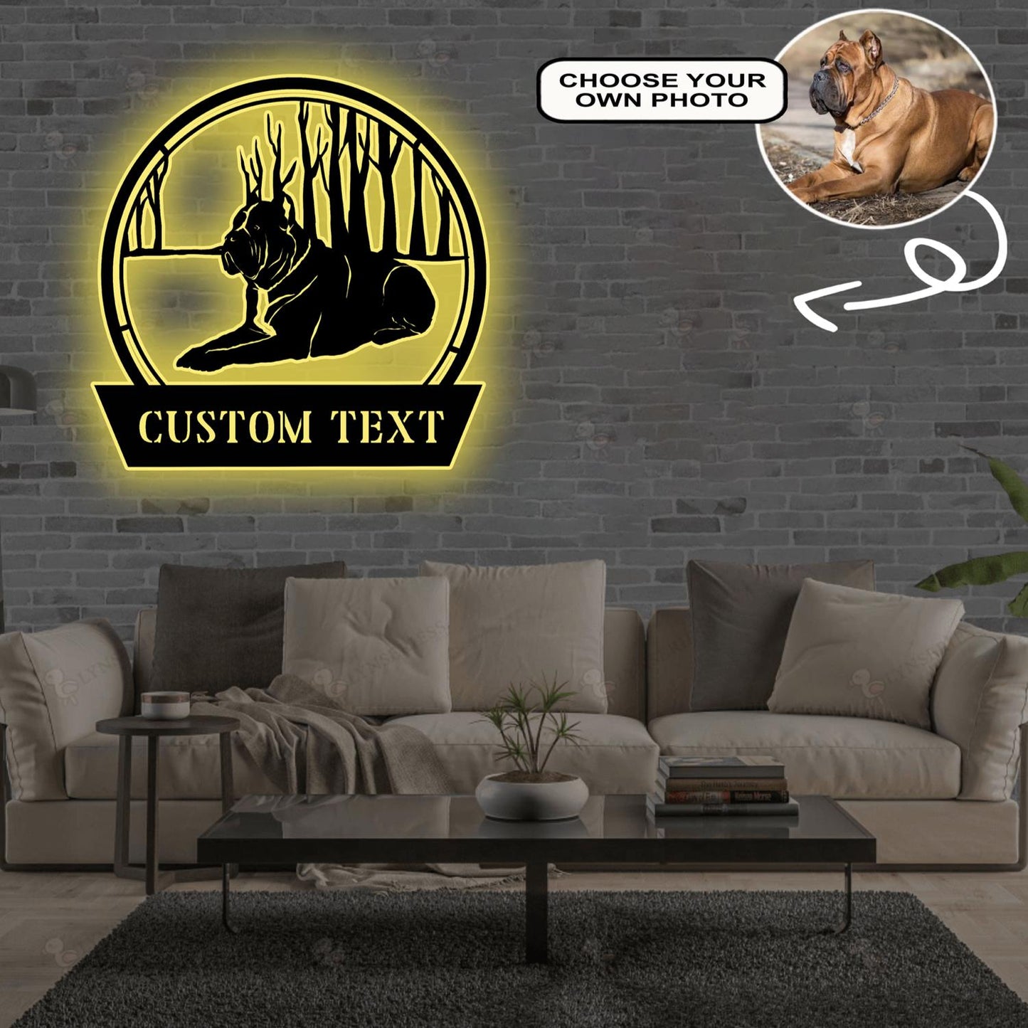 Personalized Cane Corso Dog Metal Sign Led Lights Custom Name Photo