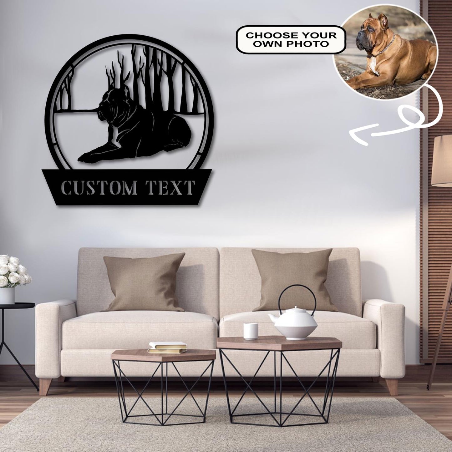 Personalized Cane Corso Dog Metal Sign Led Lights Custom Name Photo