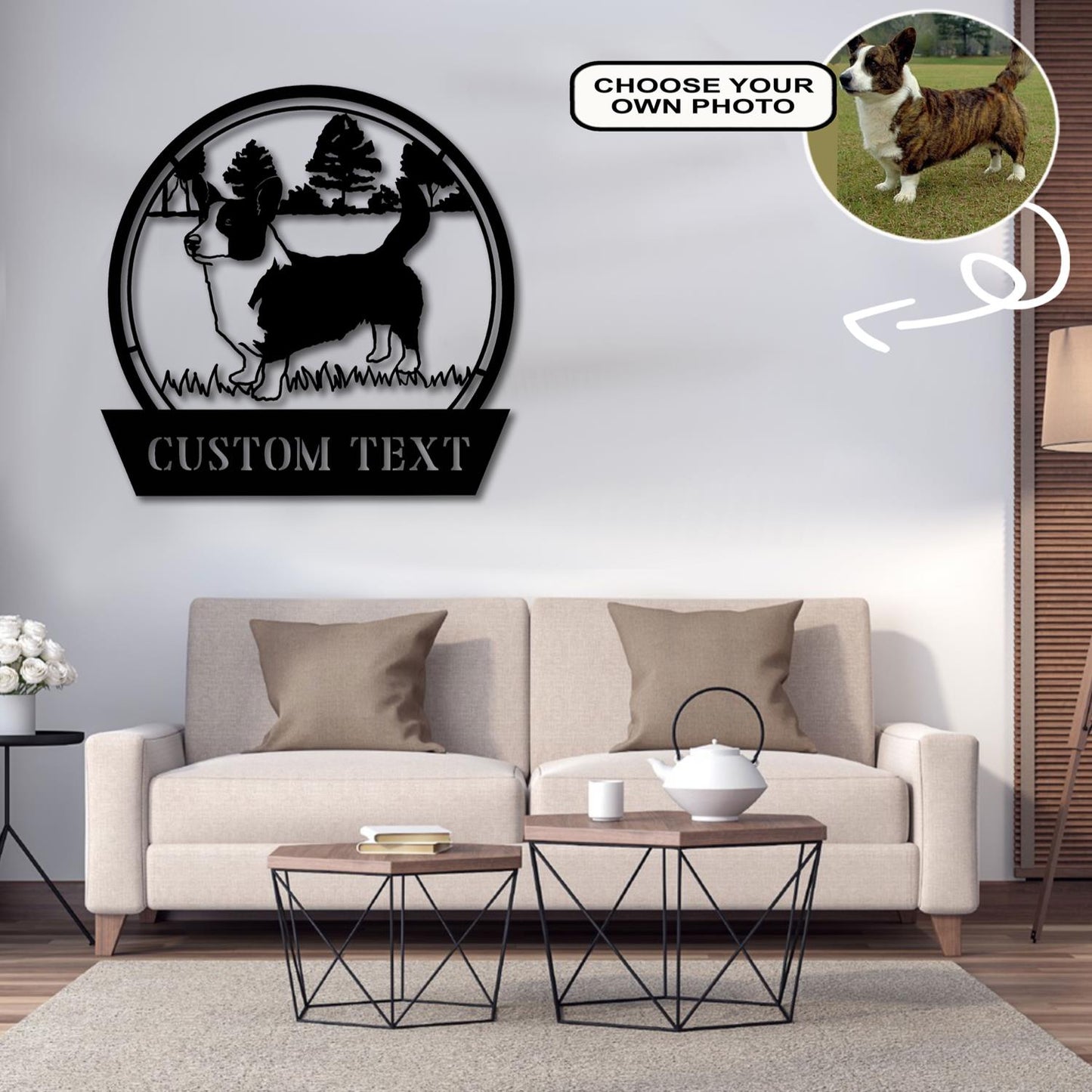 Personalized Cardigan Welsh Corgi Dog Metal Sign Led Lights Custom Name Photo