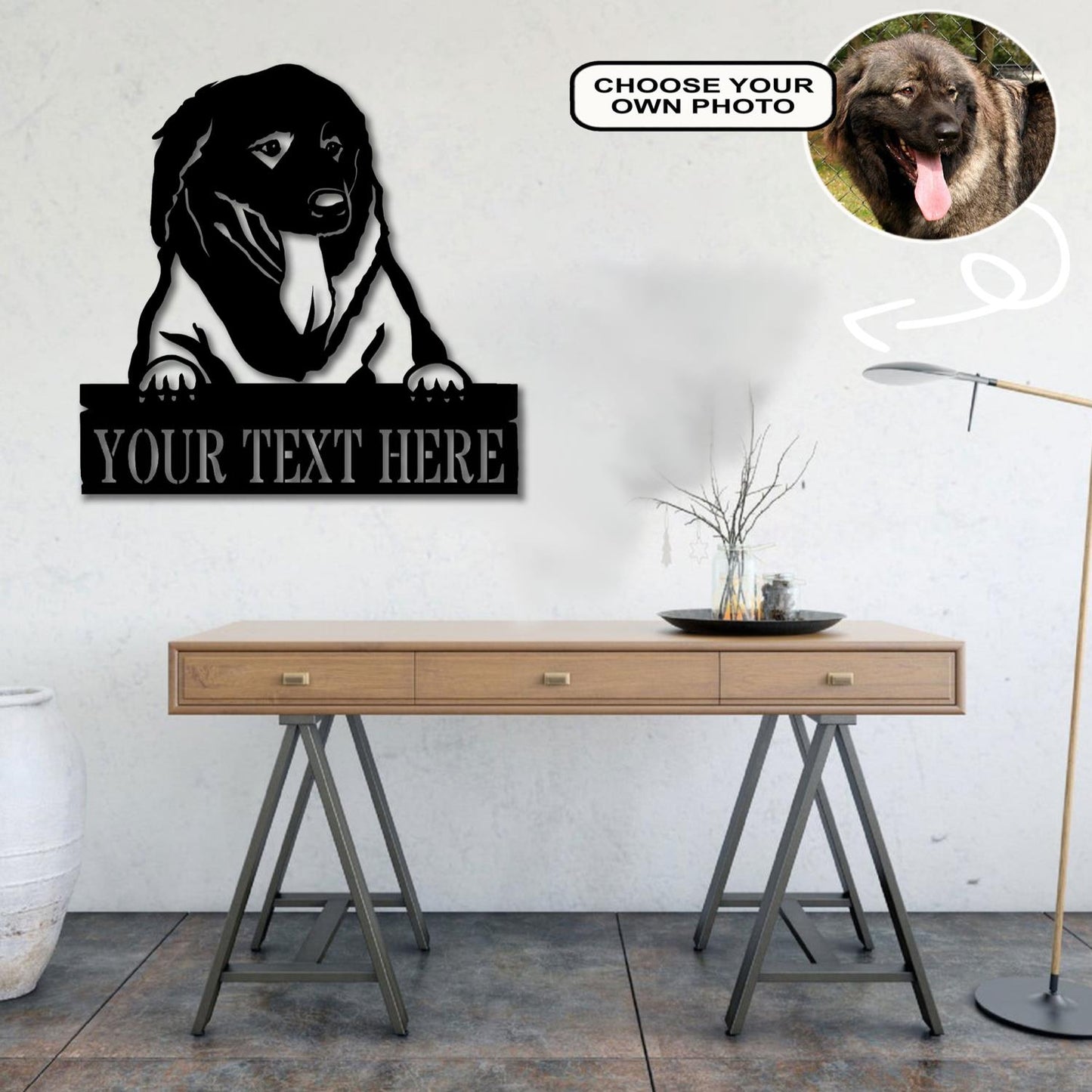 Personalized Caucasian shepherd Dog Metal Sign Led Lights Custom Name Photo