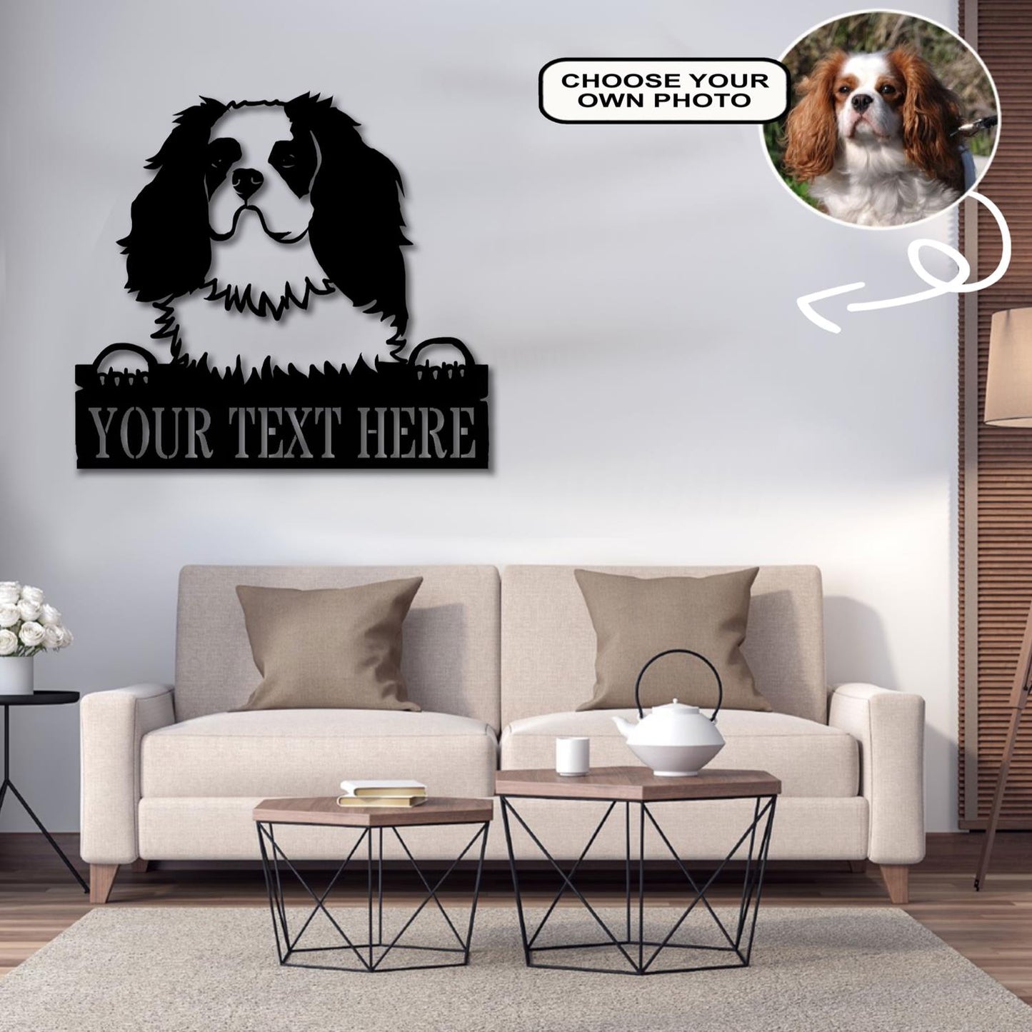 Personalized Cavalier King Charles Spaniel Dog Metal Sign Led Lights Custom Name Photo