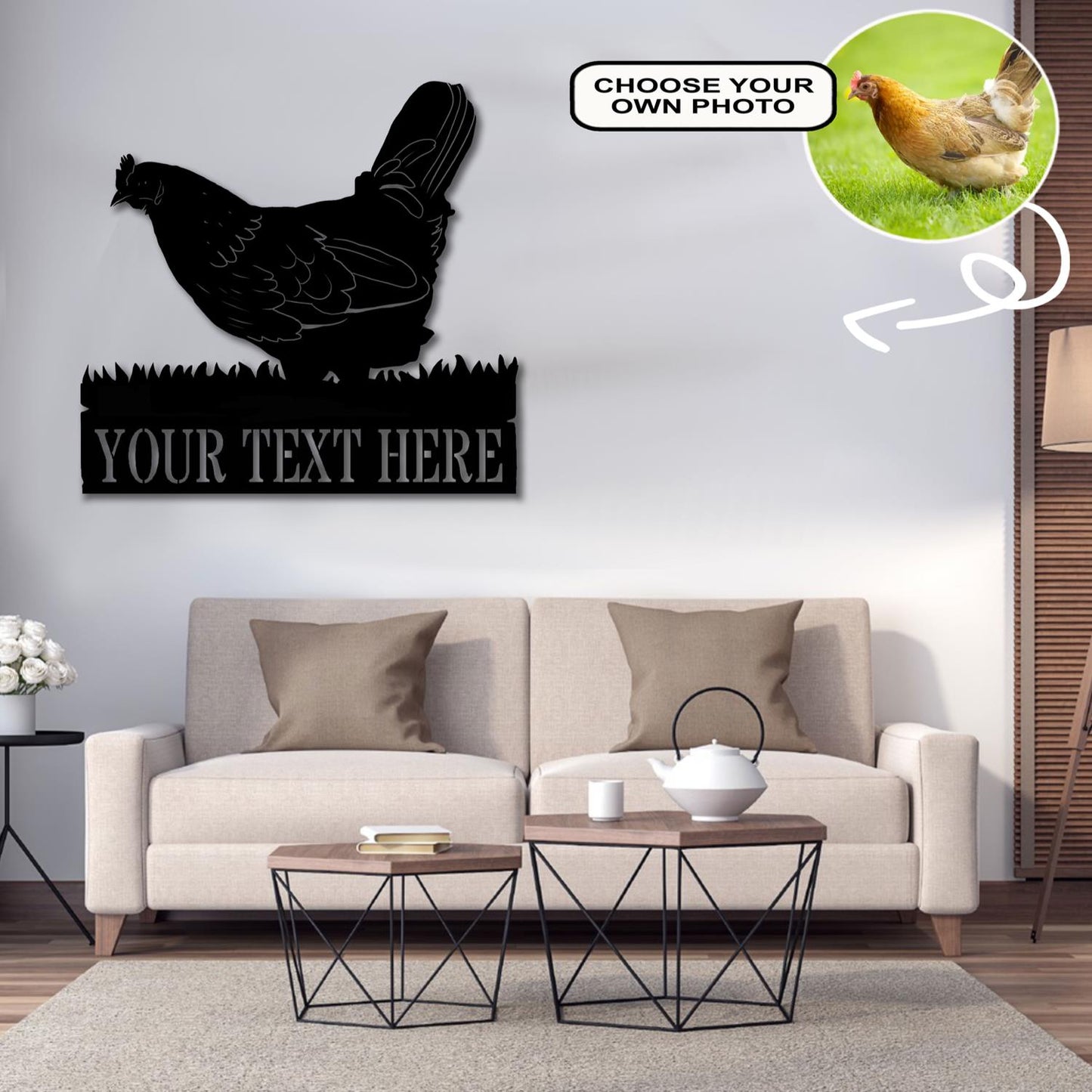 Personalized Chicken Dog Metal Sign Led Lights Custom Name Photo