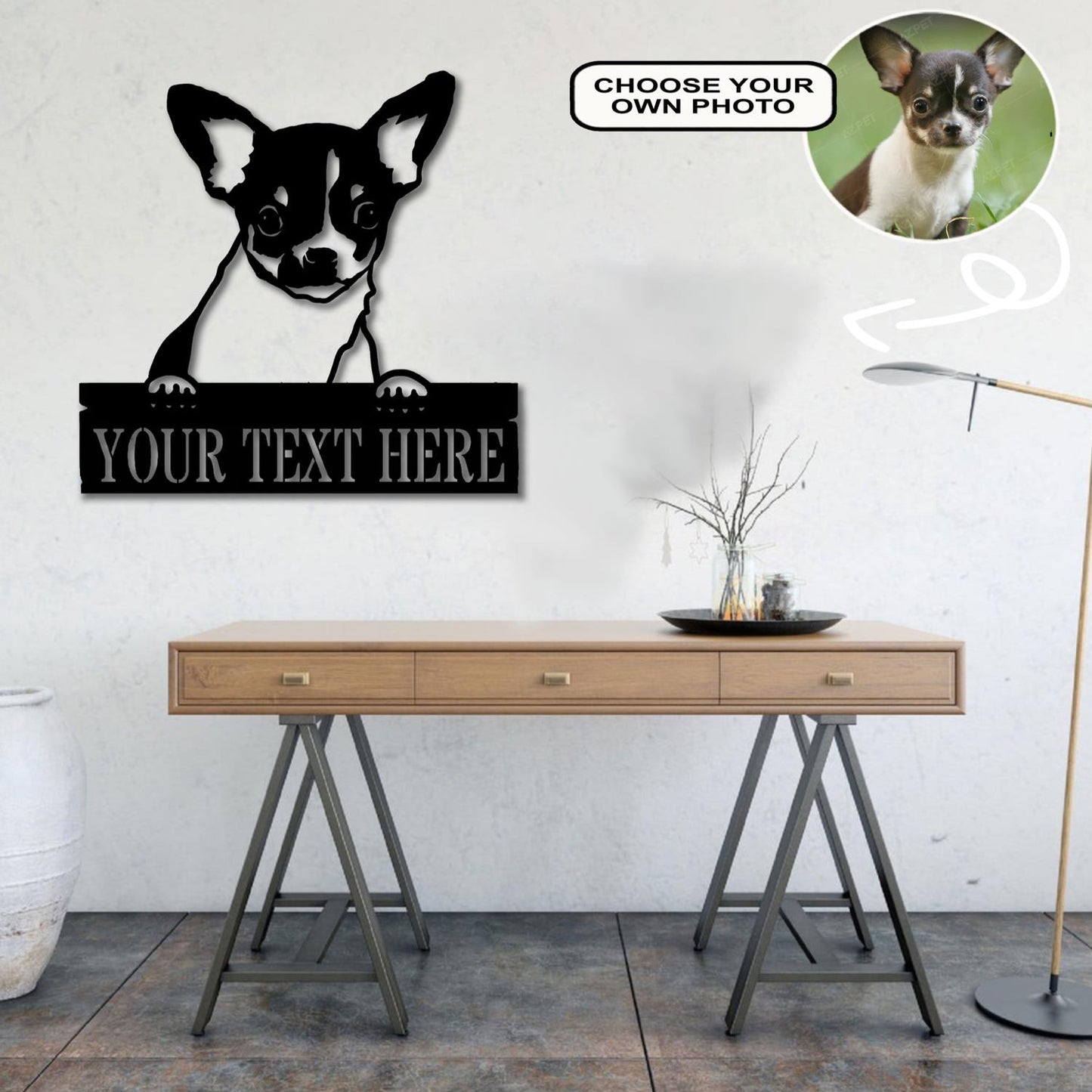 Personalized Chihuahua Dog Metal Sign Led Lights Custom Name Photo