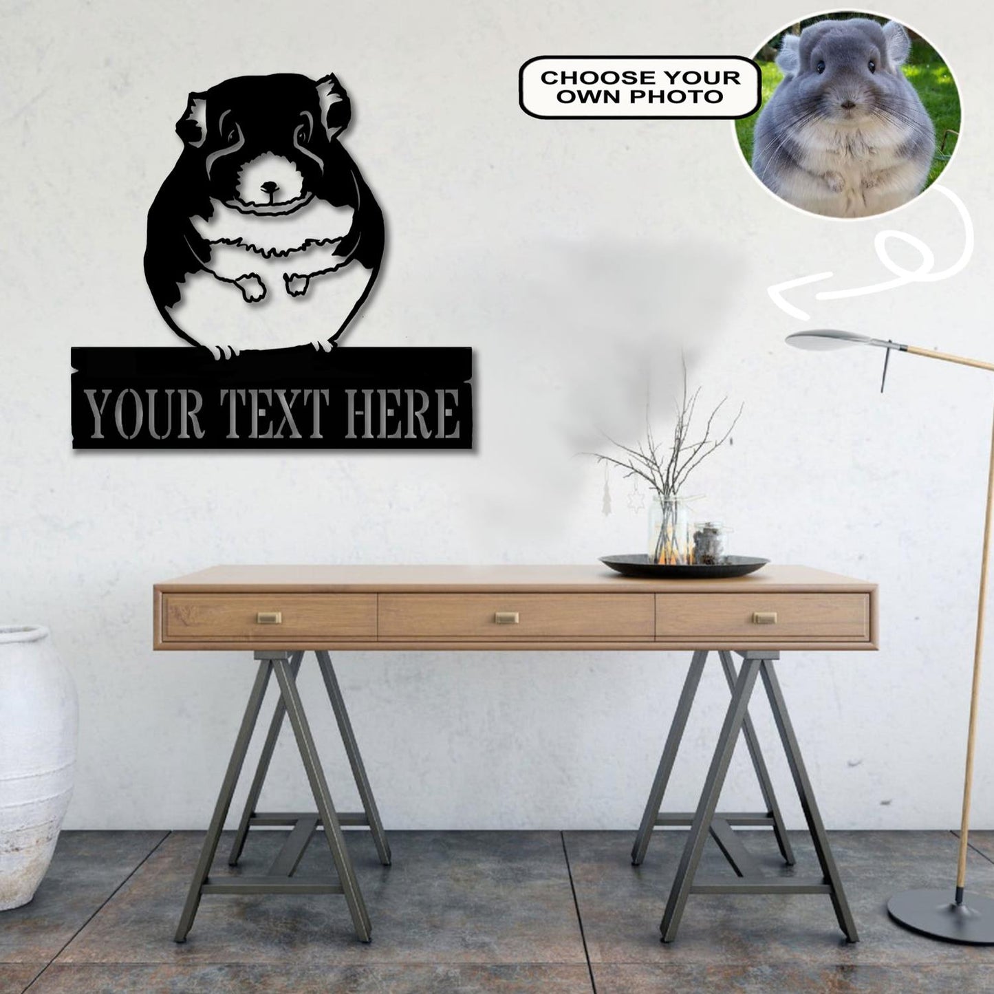 Personalized Chinchilla Dog Metal Sign Led Lights Custom Name Photo
