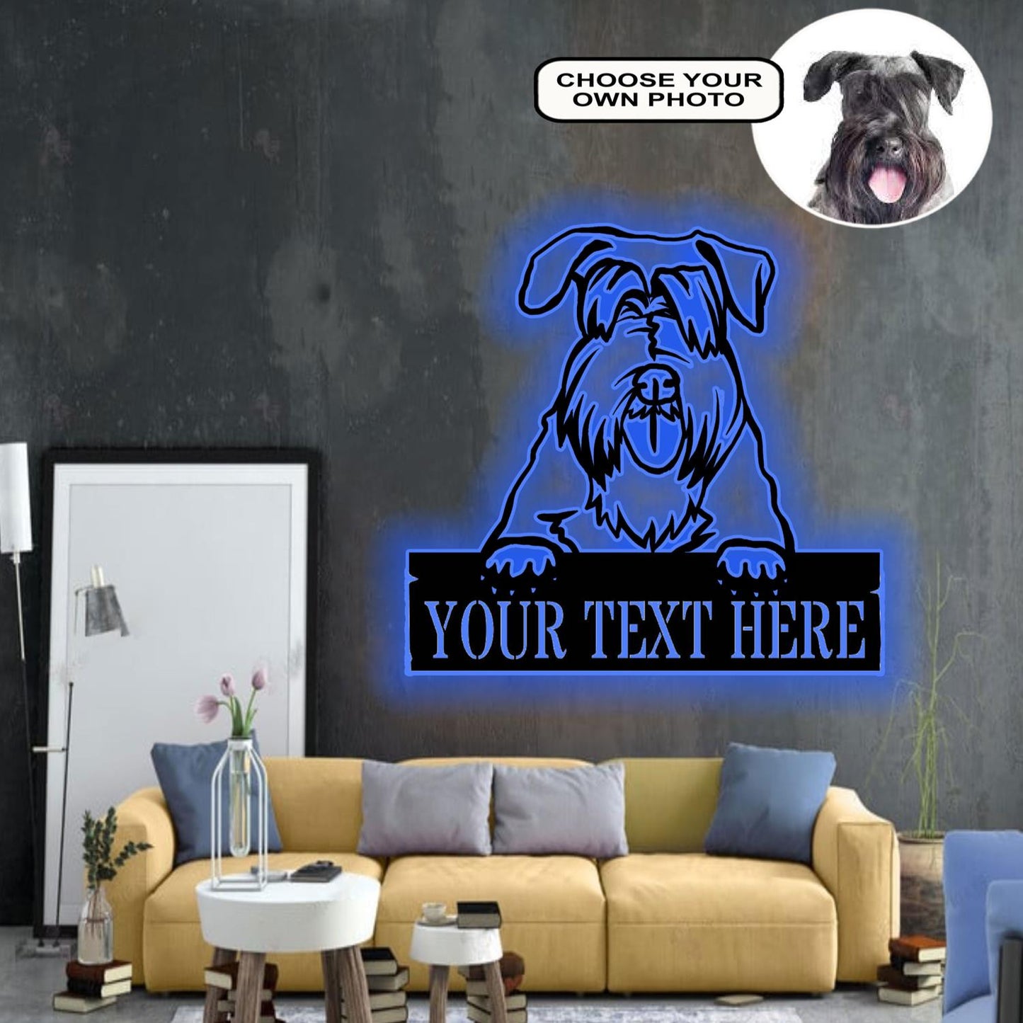 Personalized Czech terrier 2 Dog Metal Sign Led Lights Custom Name Photo