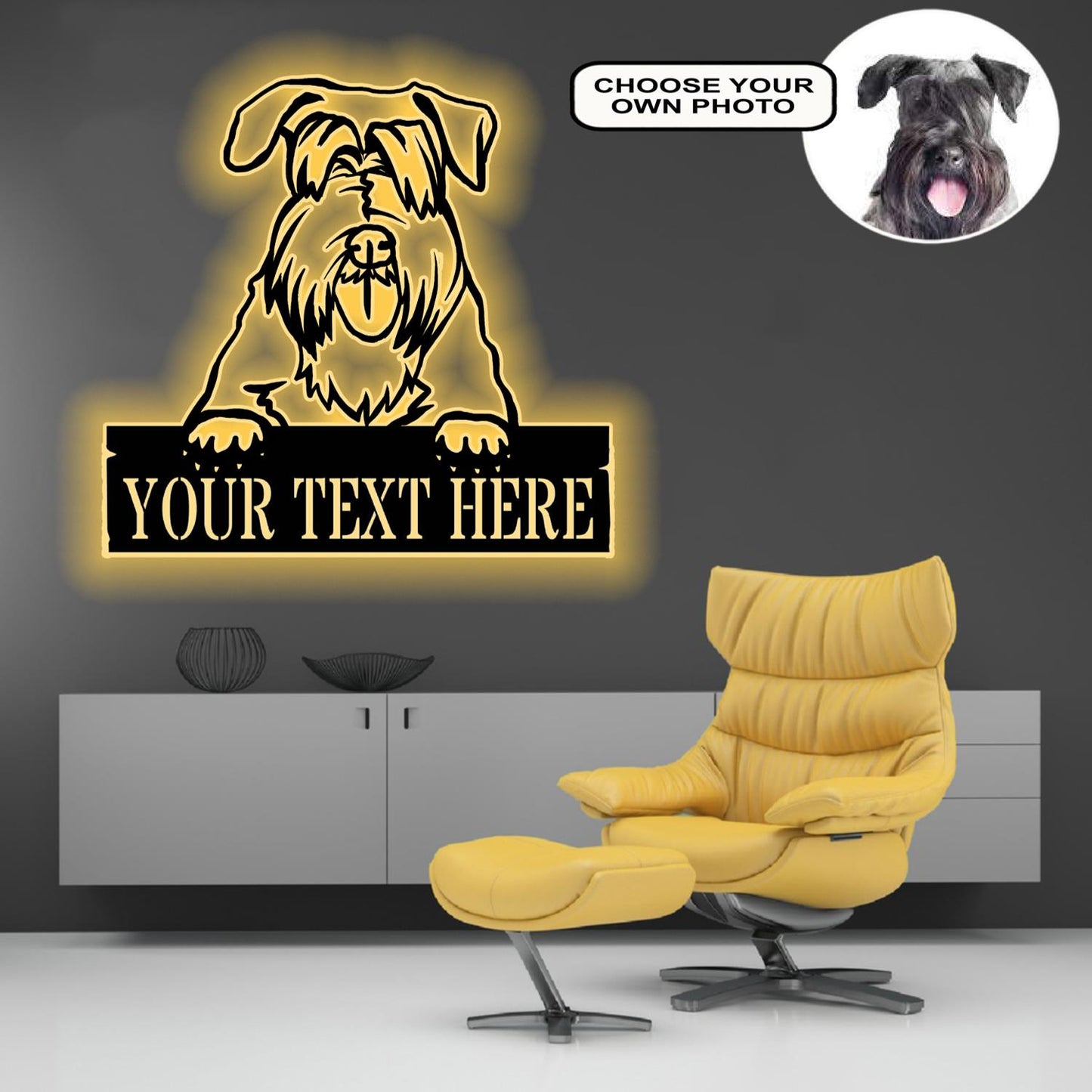 Personalized Czech terrier 2 Dog Metal Sign Led Lights Custom Name Photo