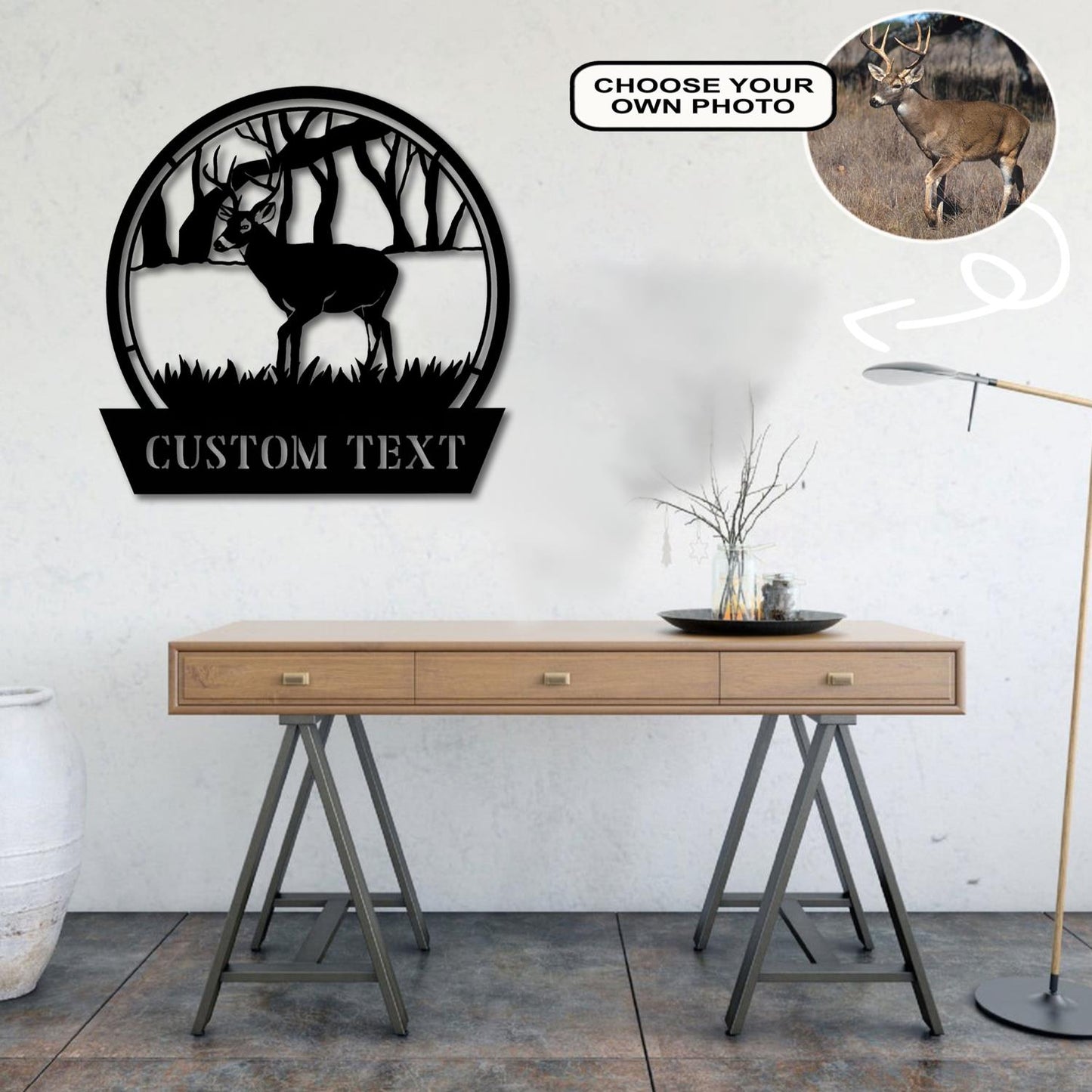 Personalized Deer Dog Metal Sign Led Lights Custom Name Photo