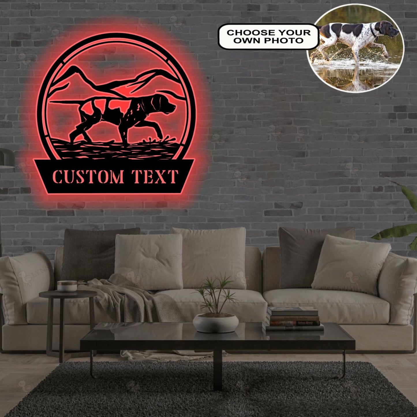 Personalized English pointer Dog Metal Sign Led Lights Custom Name Photo
