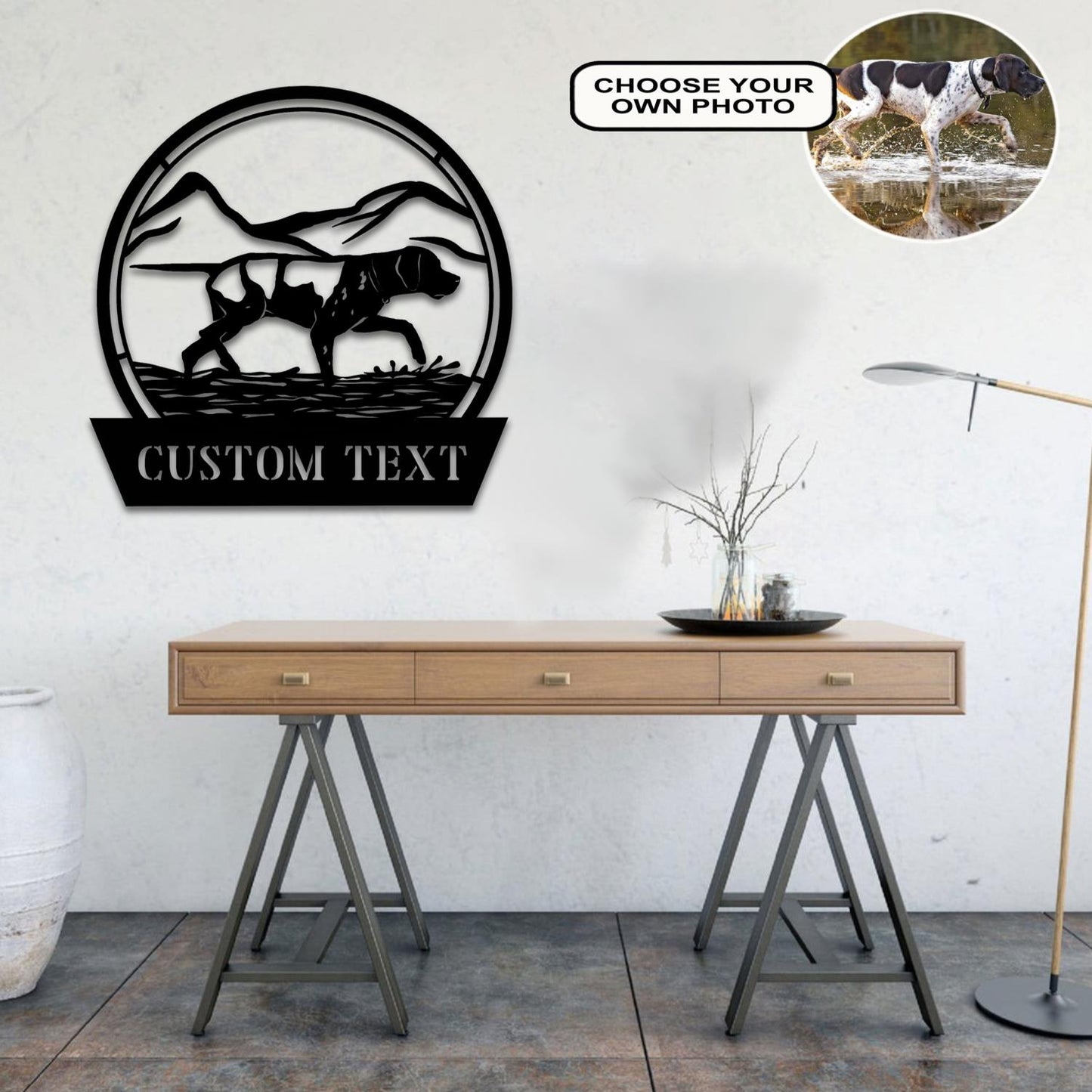 Personalized English pointer Dog Metal Sign Led Lights Custom Name Photo