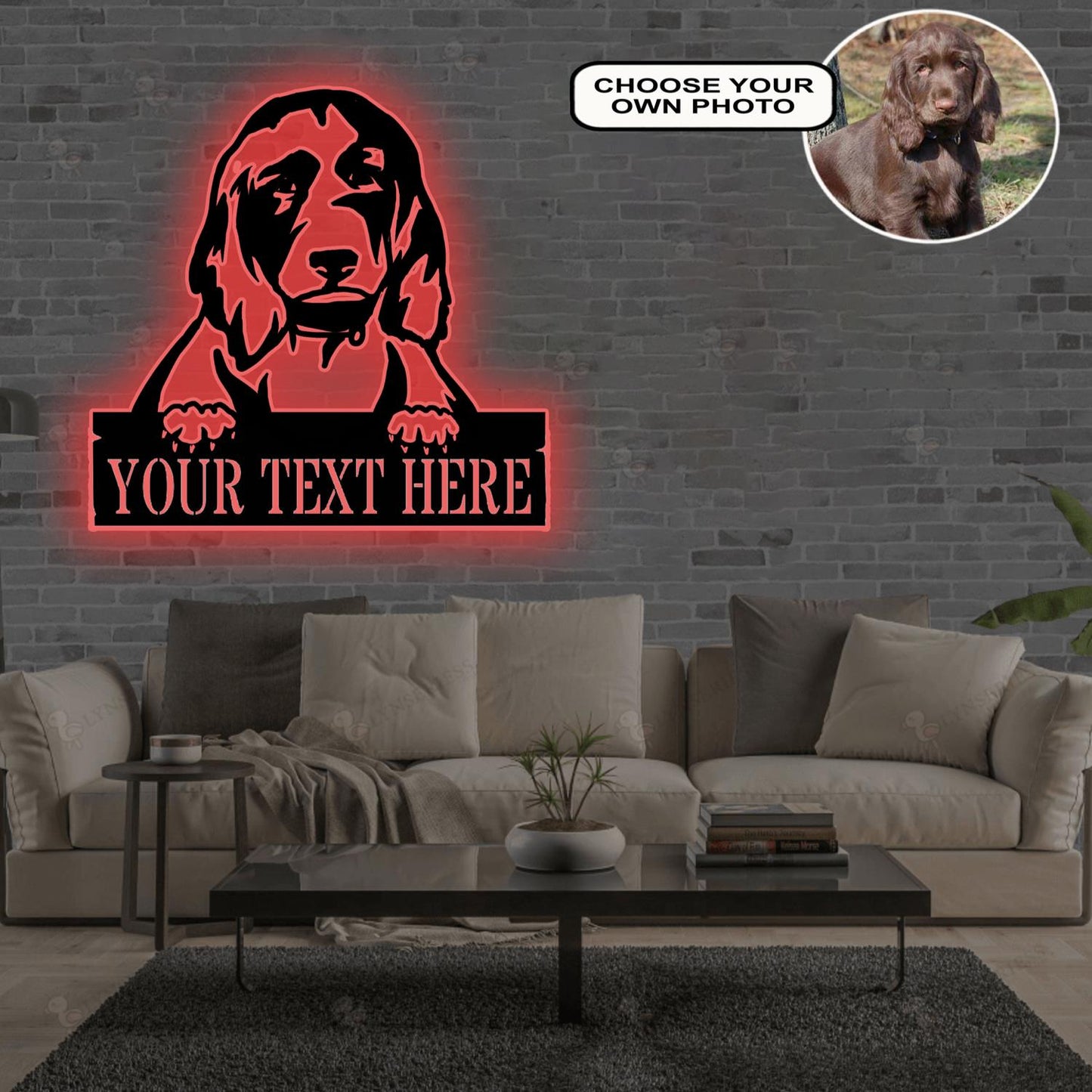 Personalized Field spaniel Dog Metal Sign Led Lights Custom Name Photo