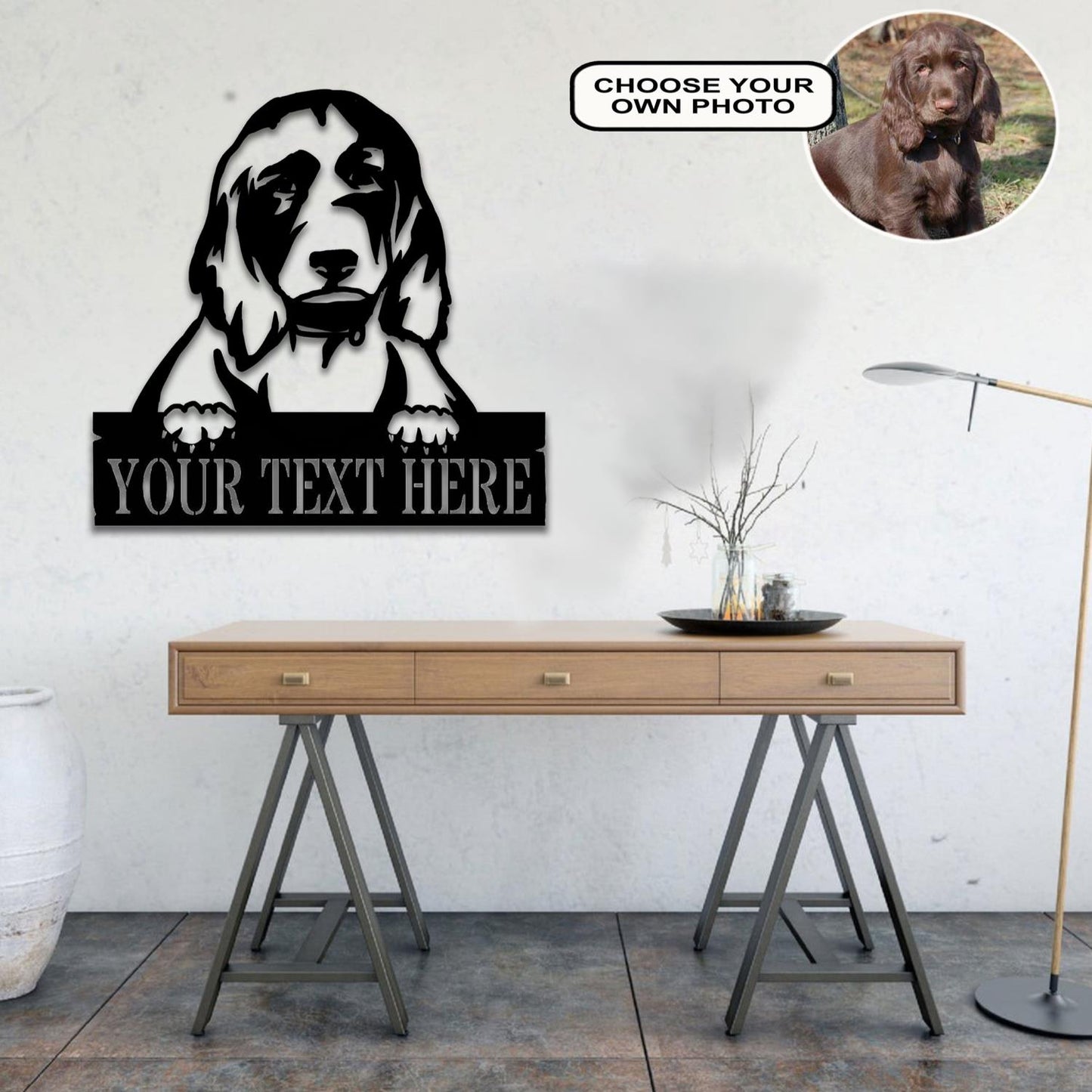 Personalized Field spaniel Dog Metal Sign Led Lights Custom Name Photo