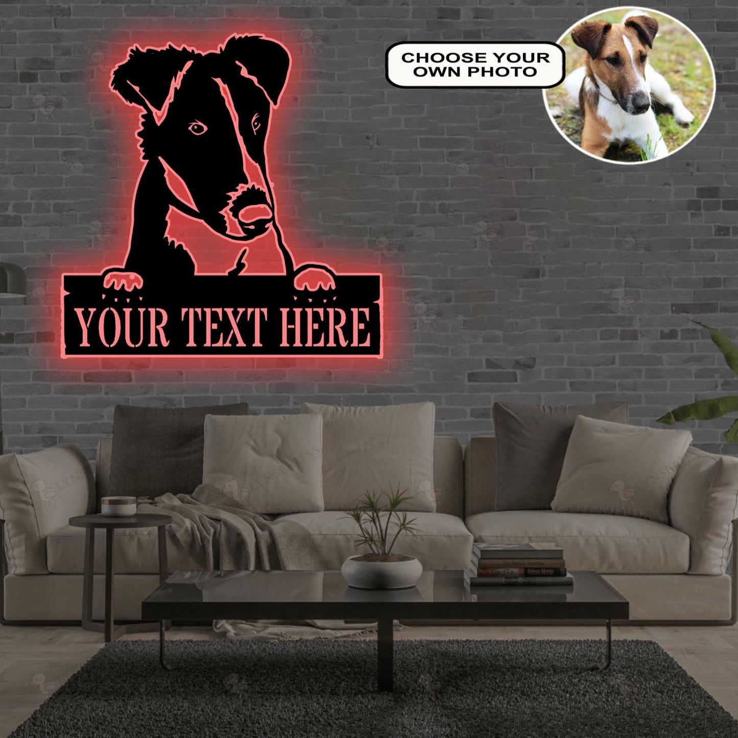 Personalized Fox terrier smooth Dog Metal Sign Led Lights Custom Name Photo