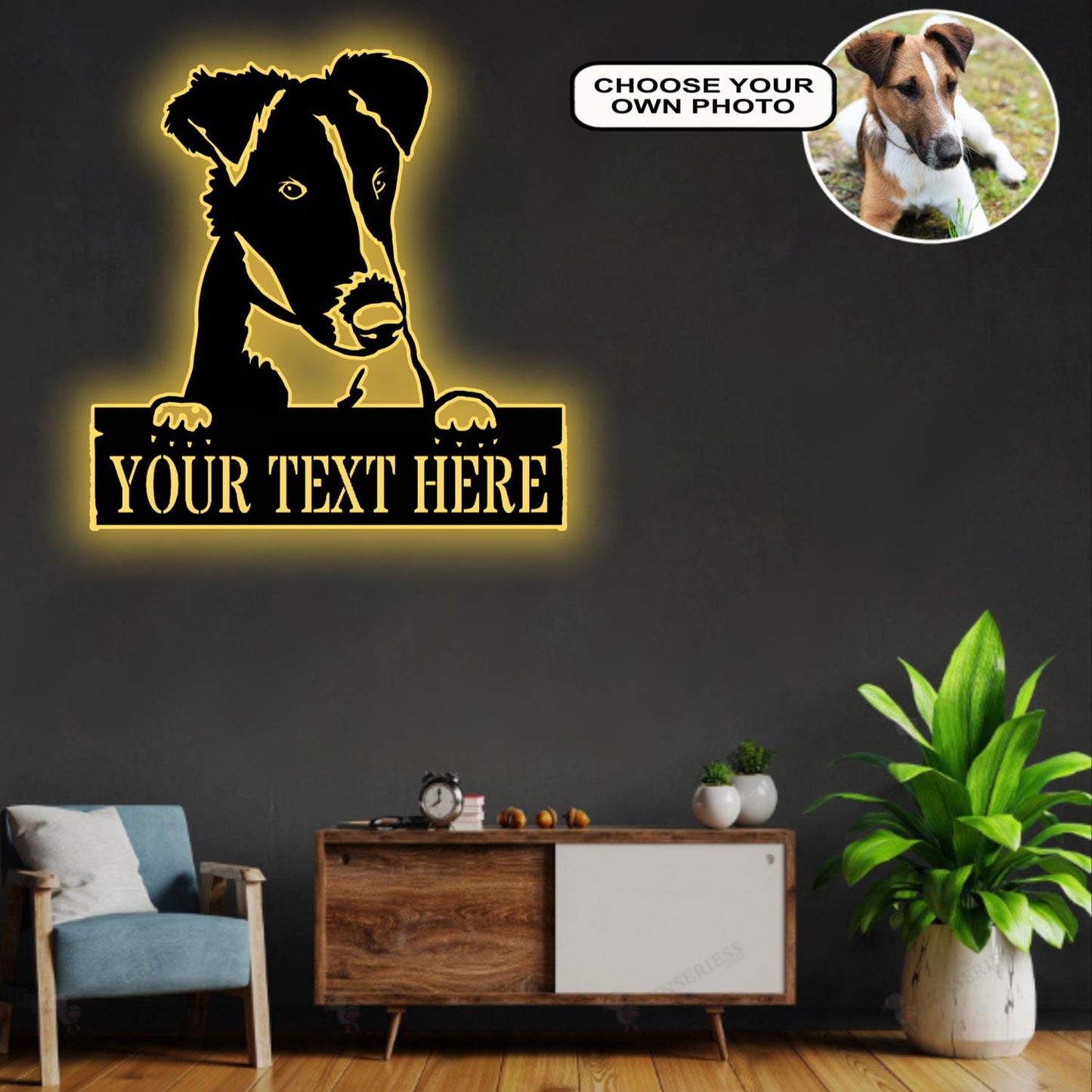Personalized Fox terrier smooth Dog Metal Sign Led Lights Custom Name Photo