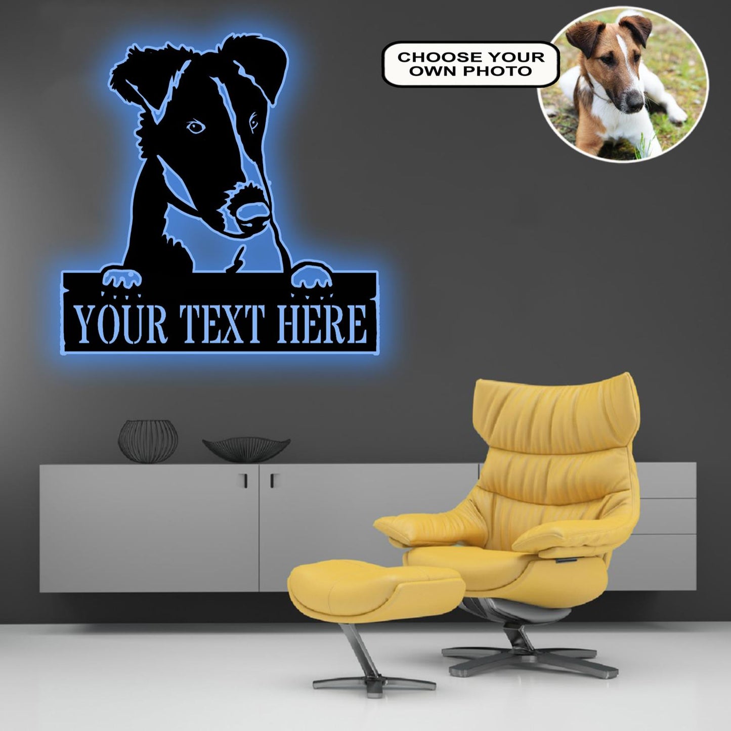Personalized Fox terrier smooth Dog Metal Sign Led Lights Custom Name Photo