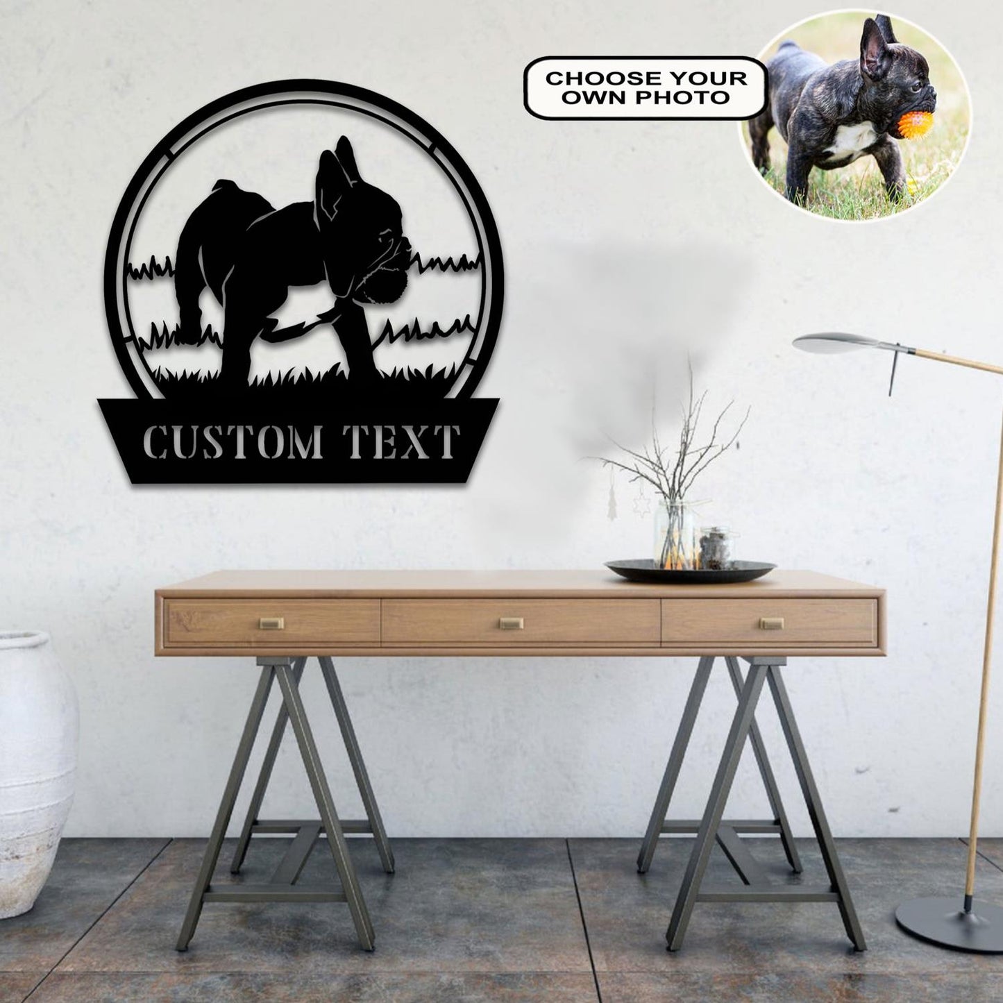 Personalized French Bulldog Dog Metal Sign Led Lights Custom Name Photo