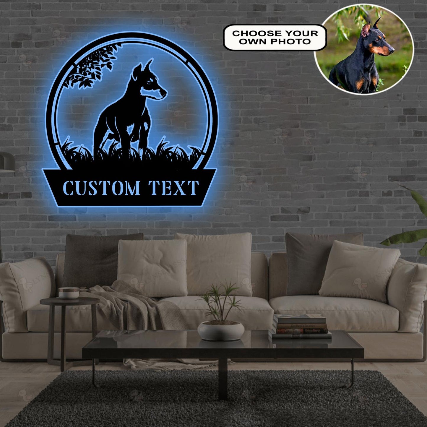 Personalized German pinscher Dog Metal Sign Led Lights Custom Name Photo