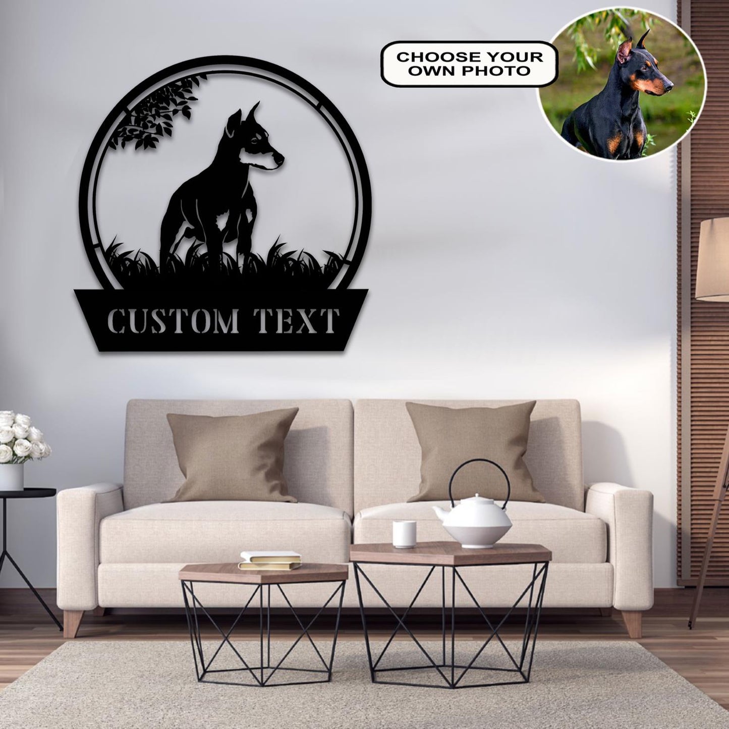 Personalized German pinscher Dog Metal Sign Led Lights Custom Name Photo