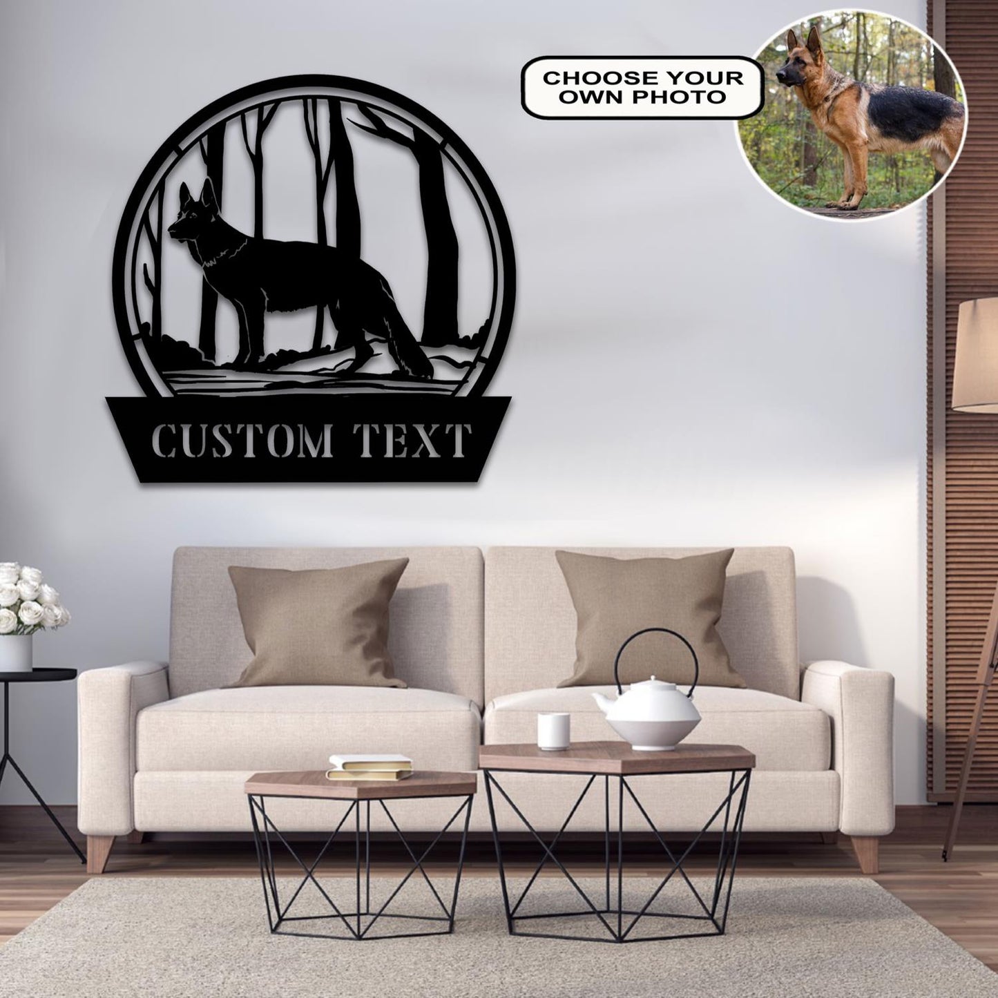 Personalized German Shepherd Dog Metal Sign Led Lights Custom Name Photo