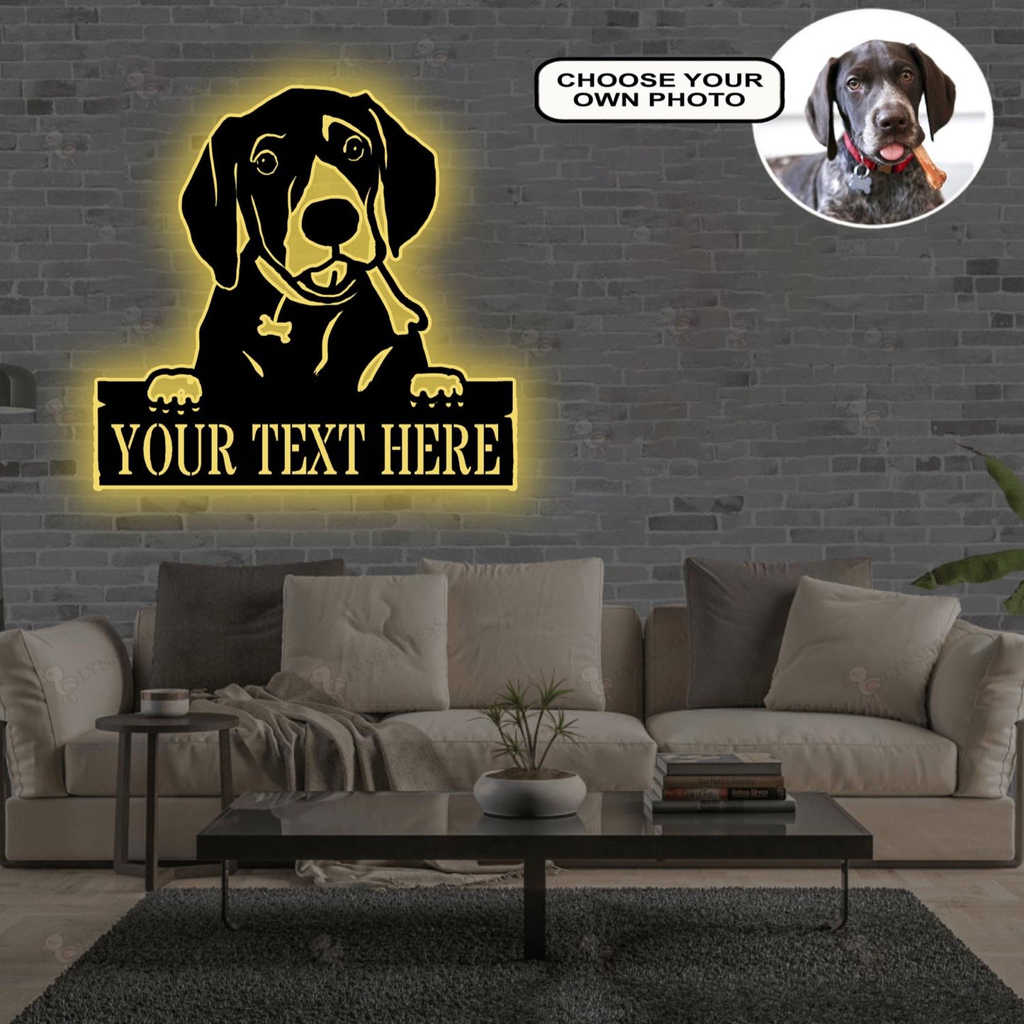 Personalized German Shorthaired Pointer Dog Metal Sign Led Lights Custom Name Photo