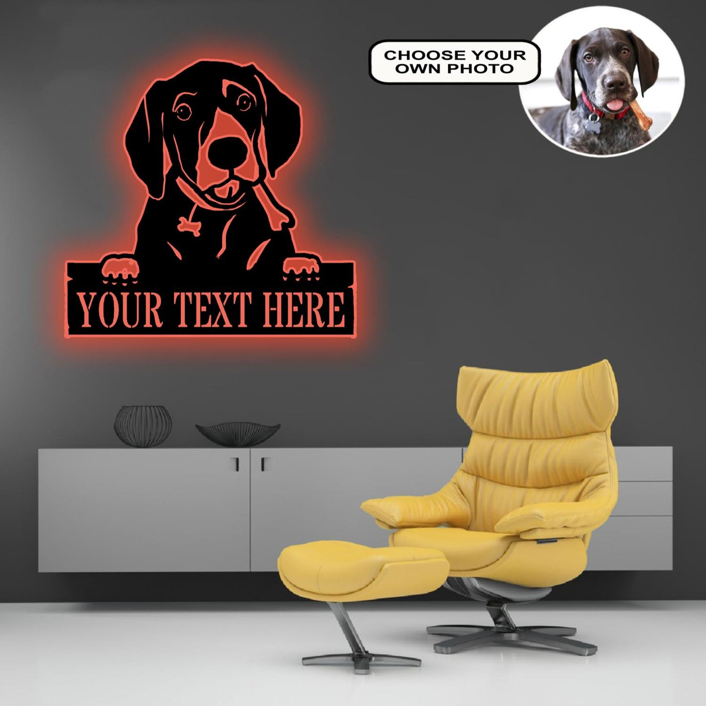 Personalized German Shorthaired Pointer Dog Metal Sign Led Lights Custom Name Photo