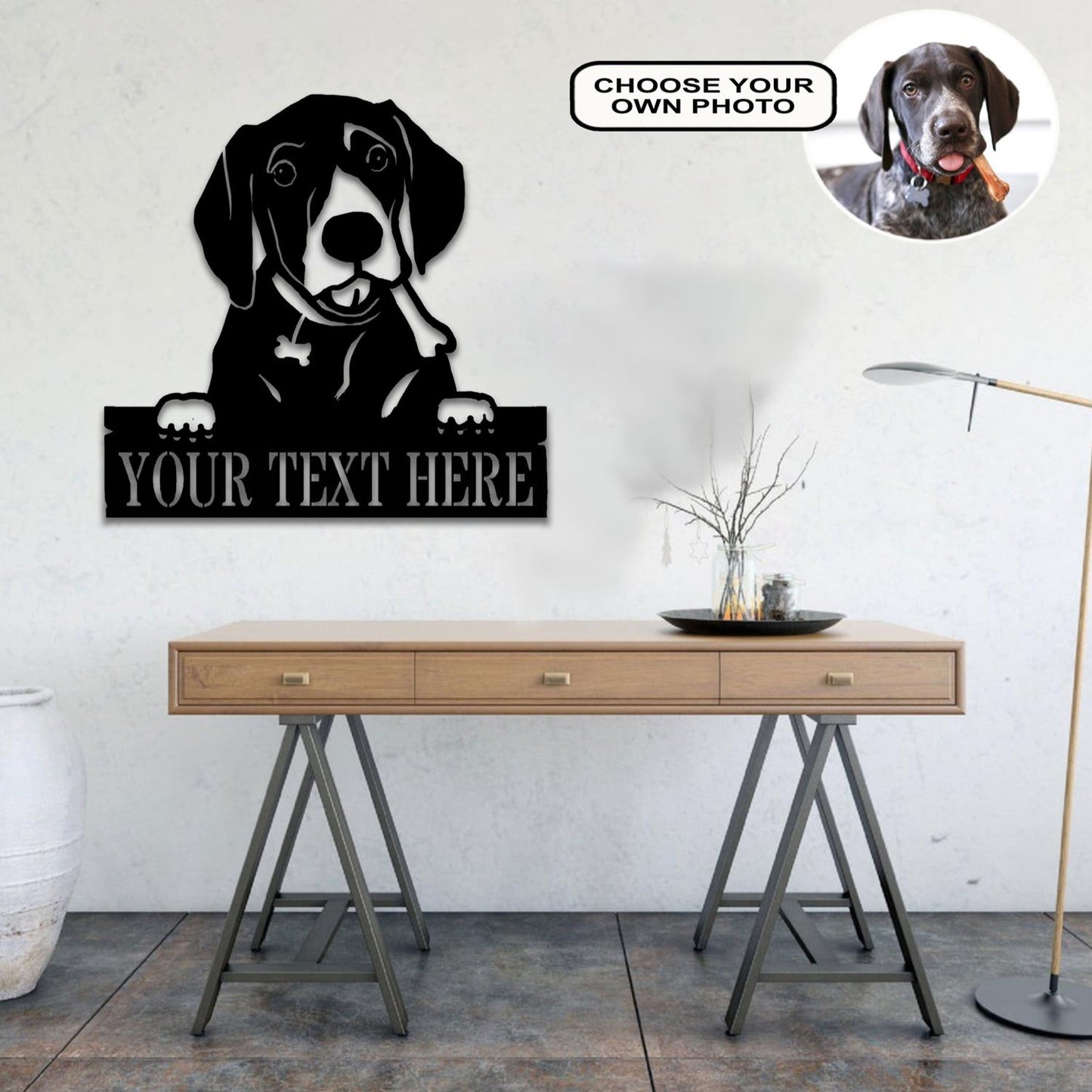 Personalized German Shorthaired Pointer Dog Metal Sign Led Lights Custom Name Photo