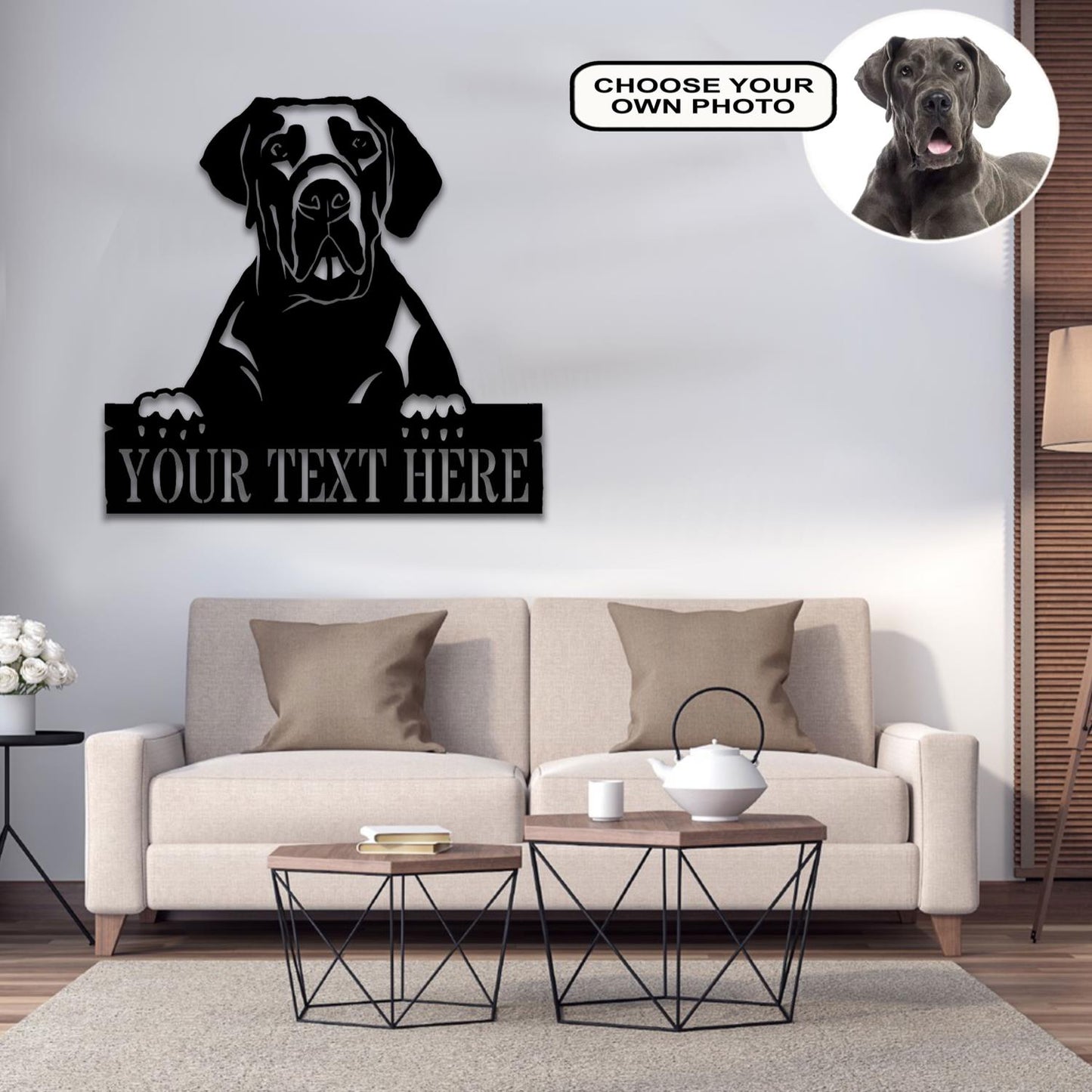 Personalized Great Dane Dog Metal Sign Led Lights Custom Name Photo
