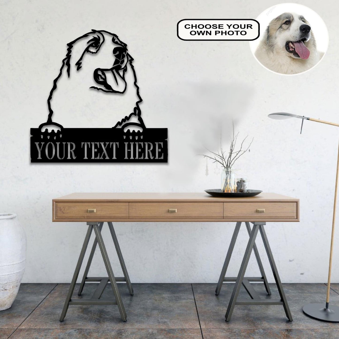 Personalized Great pyrenees Dog Metal Sign Led Lights Custom Name Photo