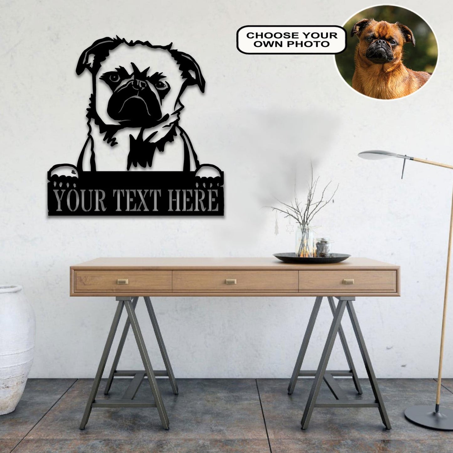 Personalized Griffon bruxellois Dog Metal Sign Led Lights Custom Name Photo