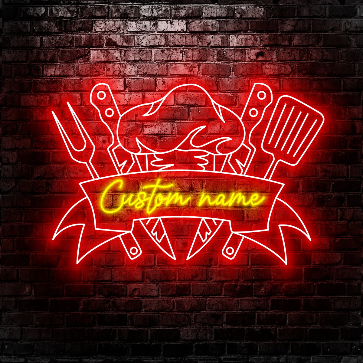 Chef's Tools Led Neon Sign - Custom Name Chef's Tools Neon Sign - Gift Idea for Chef Lovers
