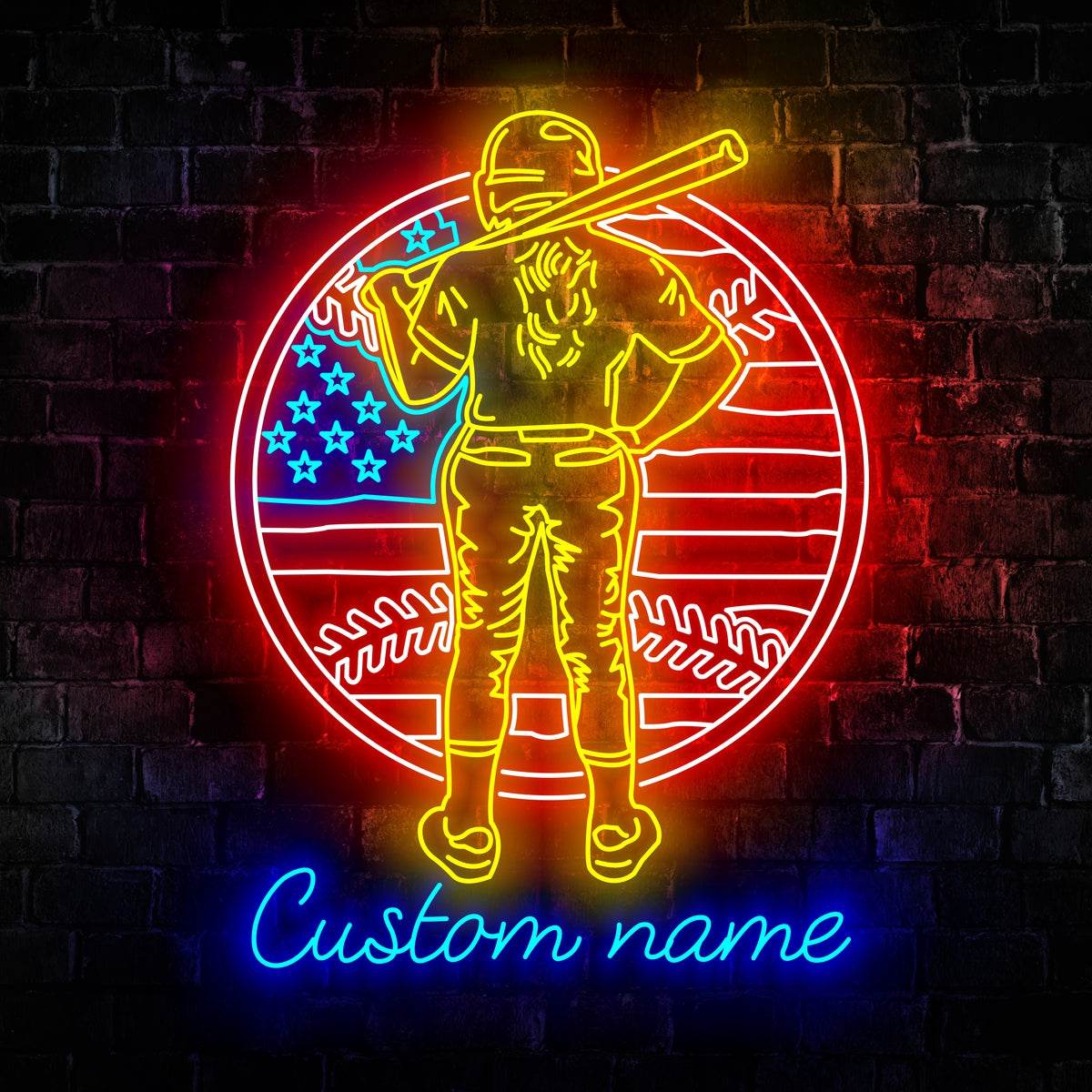 Personalized Name Softball Girl Neon Sign - Softball Girl Neon Signs For Home, Birthday Gift Giving Name Neon Lights