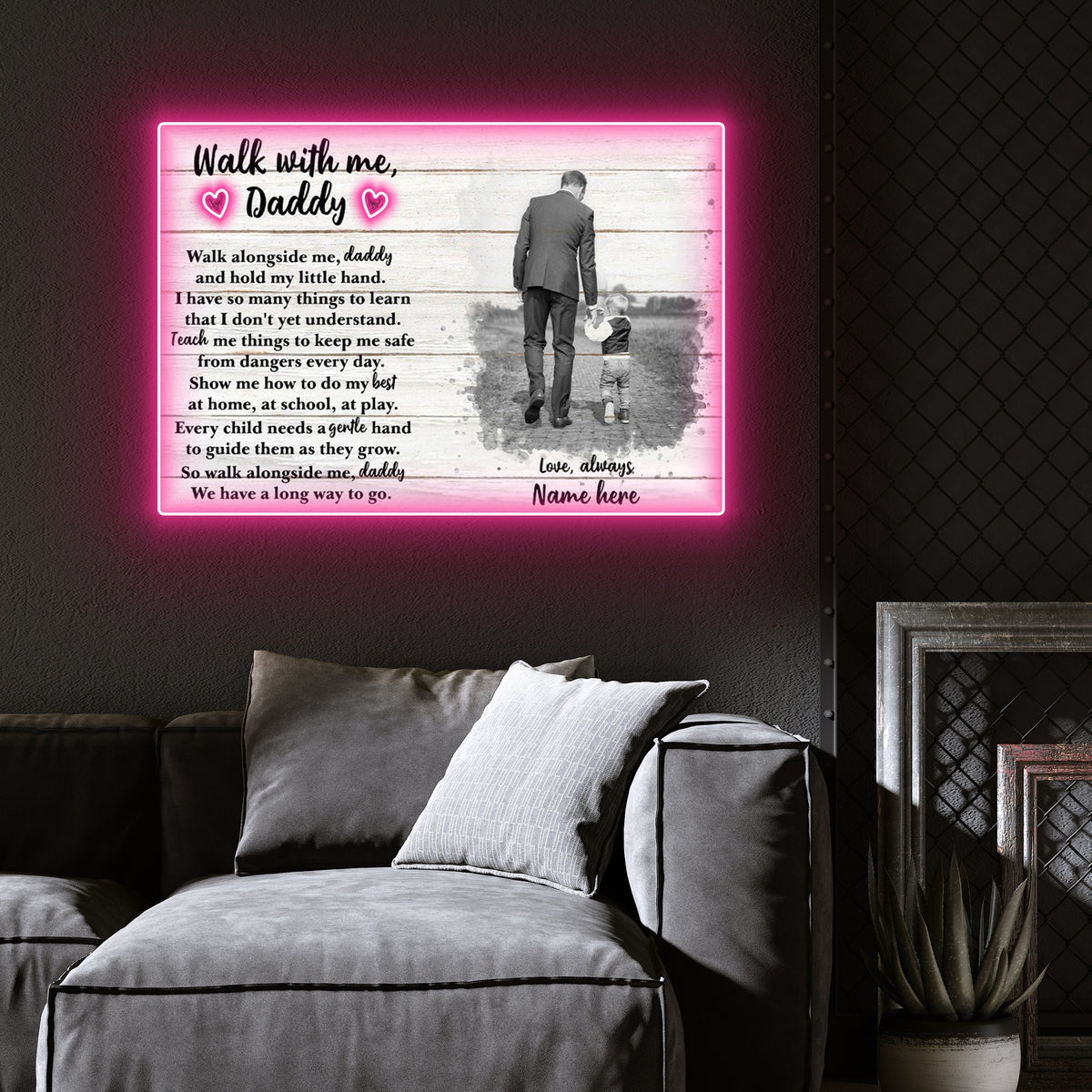 Personalized Gift For Dad Walk With Me Led Neon Signs Acrylic Artwork