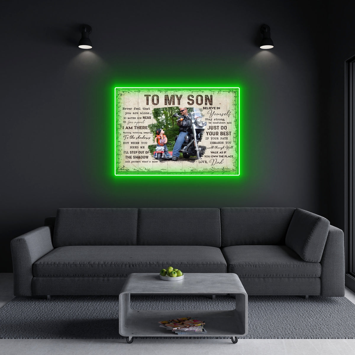 Personalized To My Son Just Do Your Best Son And Dad Biker Led Neon Signs Acrylic Artwork